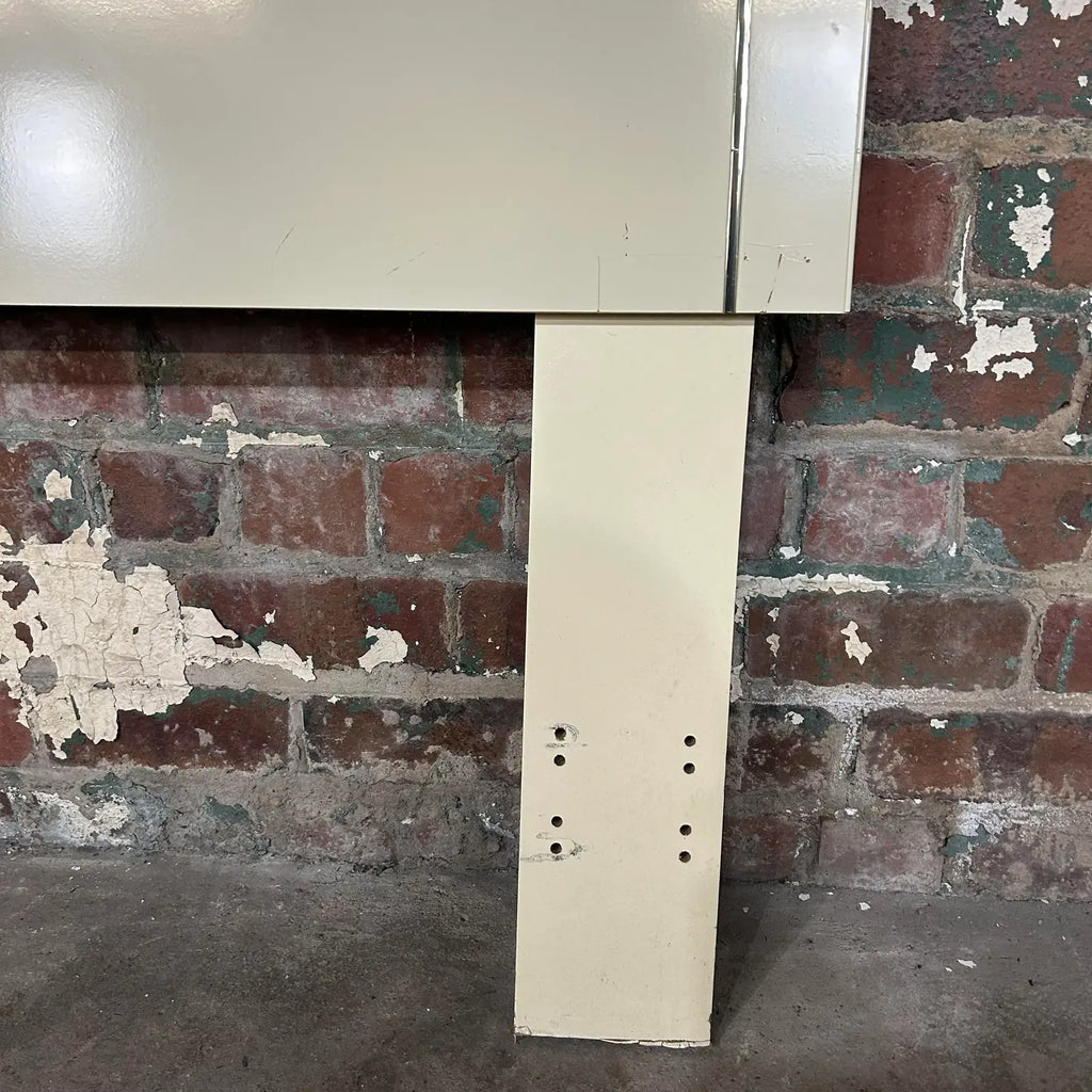 80s Laminate Cream Full Size Headboard With Brass Trim