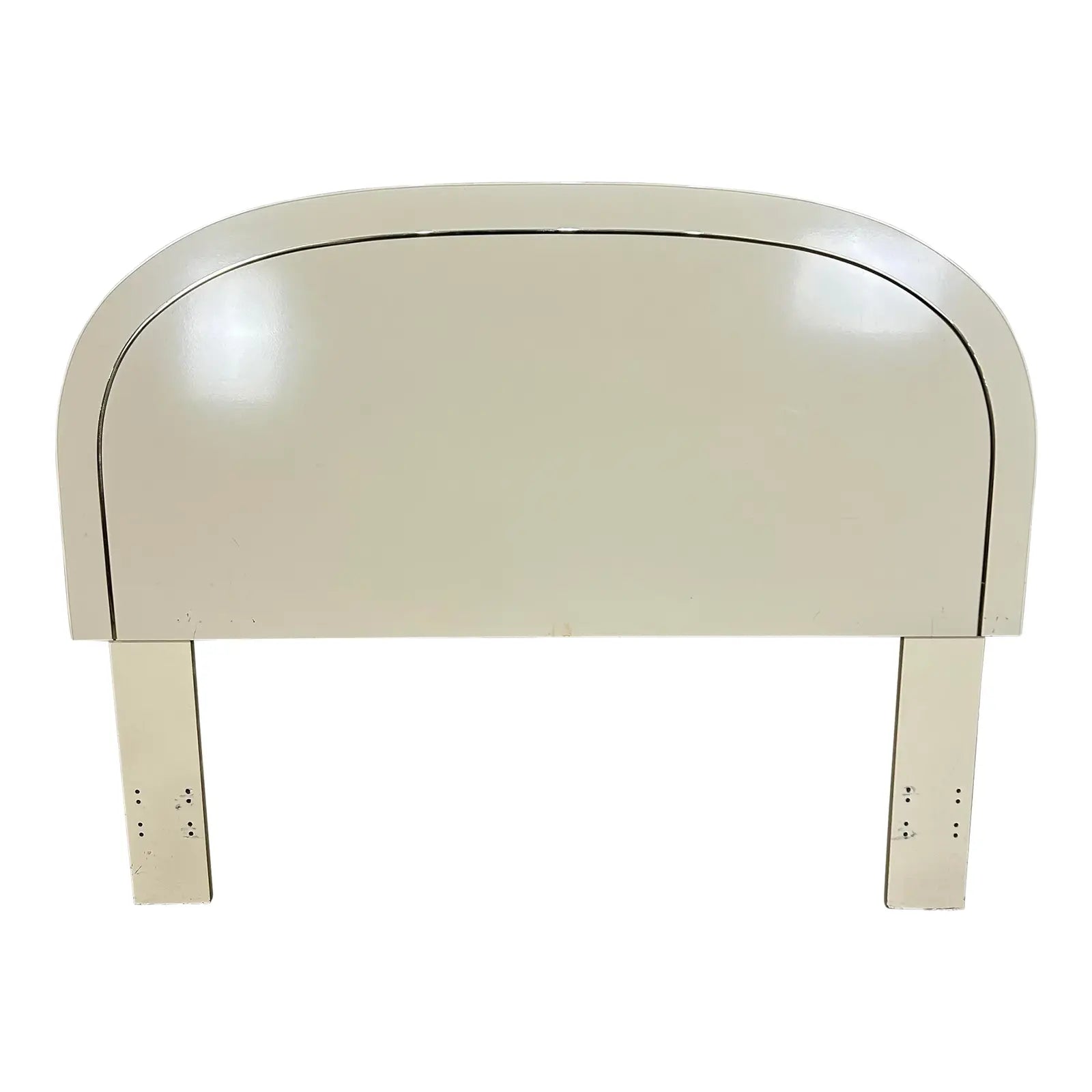 80s Laminate Cream Full Size Headboard With Brass Trim