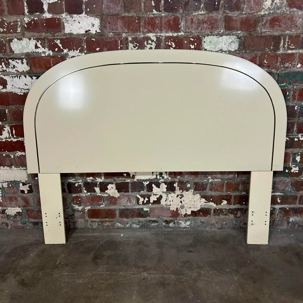 80s Laminate Cream Full Size Headboard With Brass Trim