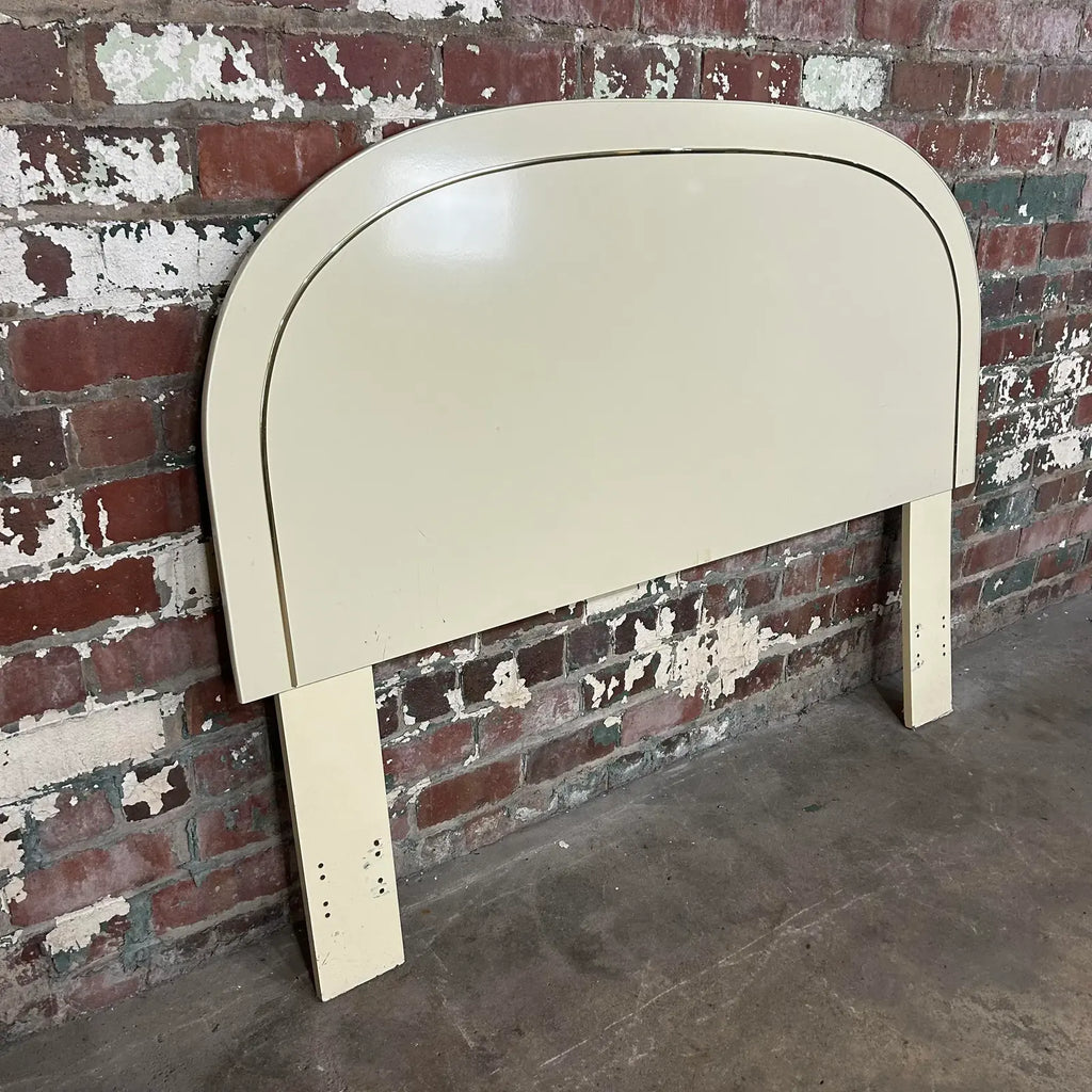 80s Laminate Cream Full Size Headboard With Brass Trim
