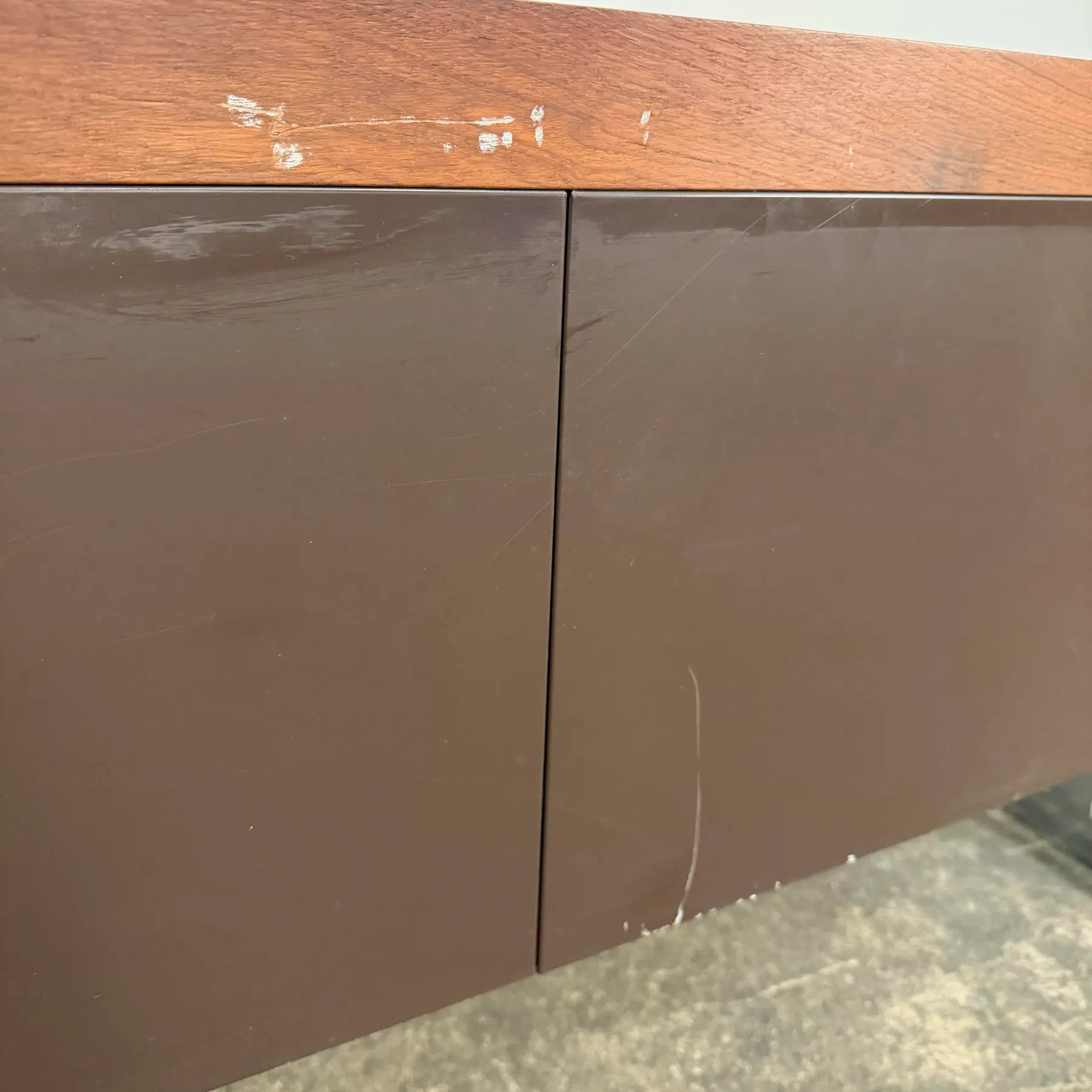 Peerless Steel Equipment Co. Walnut and Steel Credenza