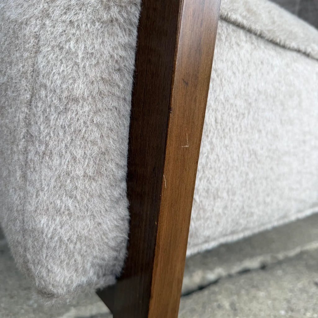 Pair of Restored European Modern Lounge Chairs in Teddy Mohair Style Fabric