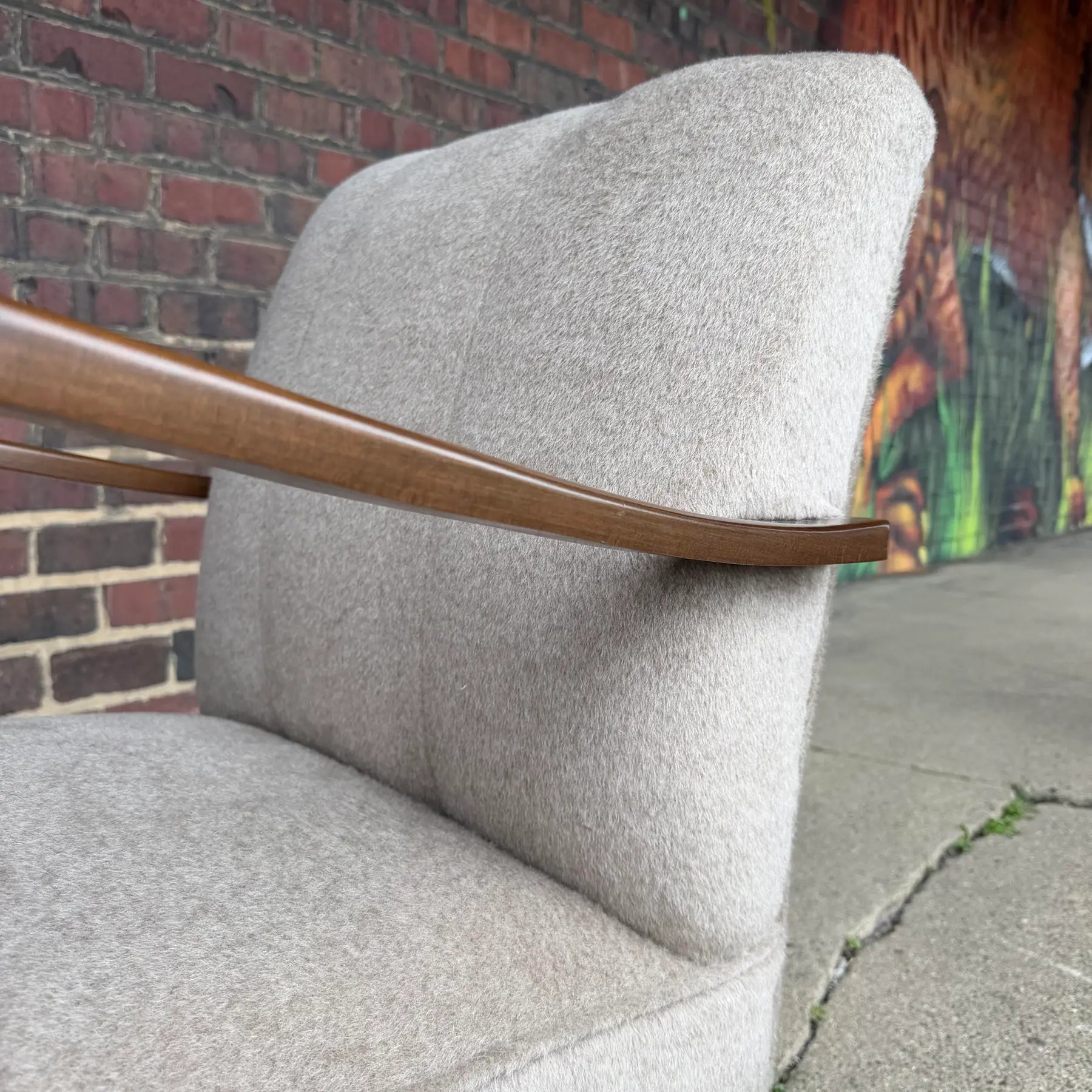 Pair of Restored European Modern Lounge Chairs in Teddy Mohair Style Fabric