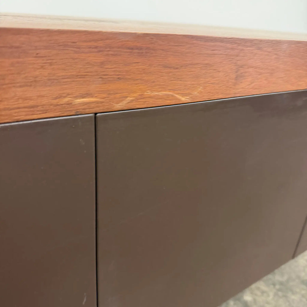 Peerless Steel Equipment Co. Walnut and Steel Credenza