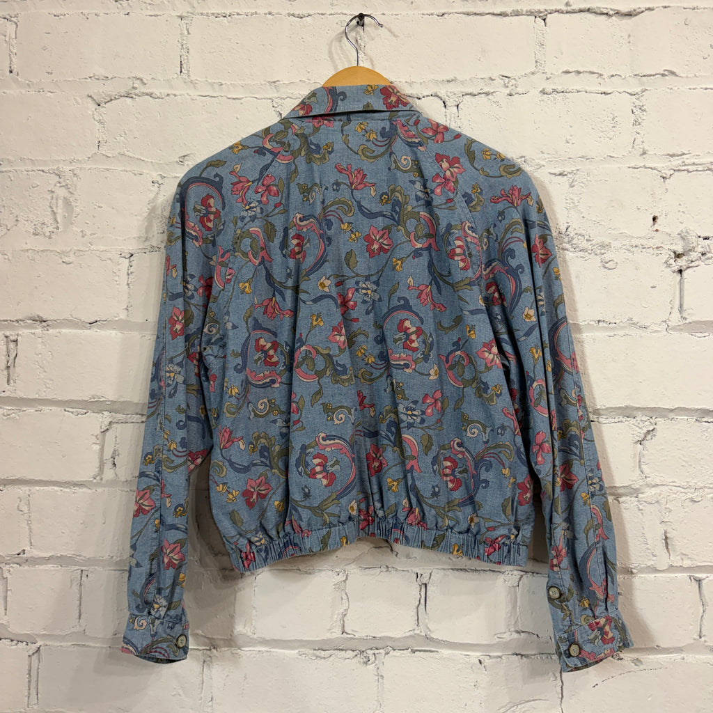 Liz Claiborne 80’s floral chambray denim jacket