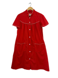 Red button up house dress