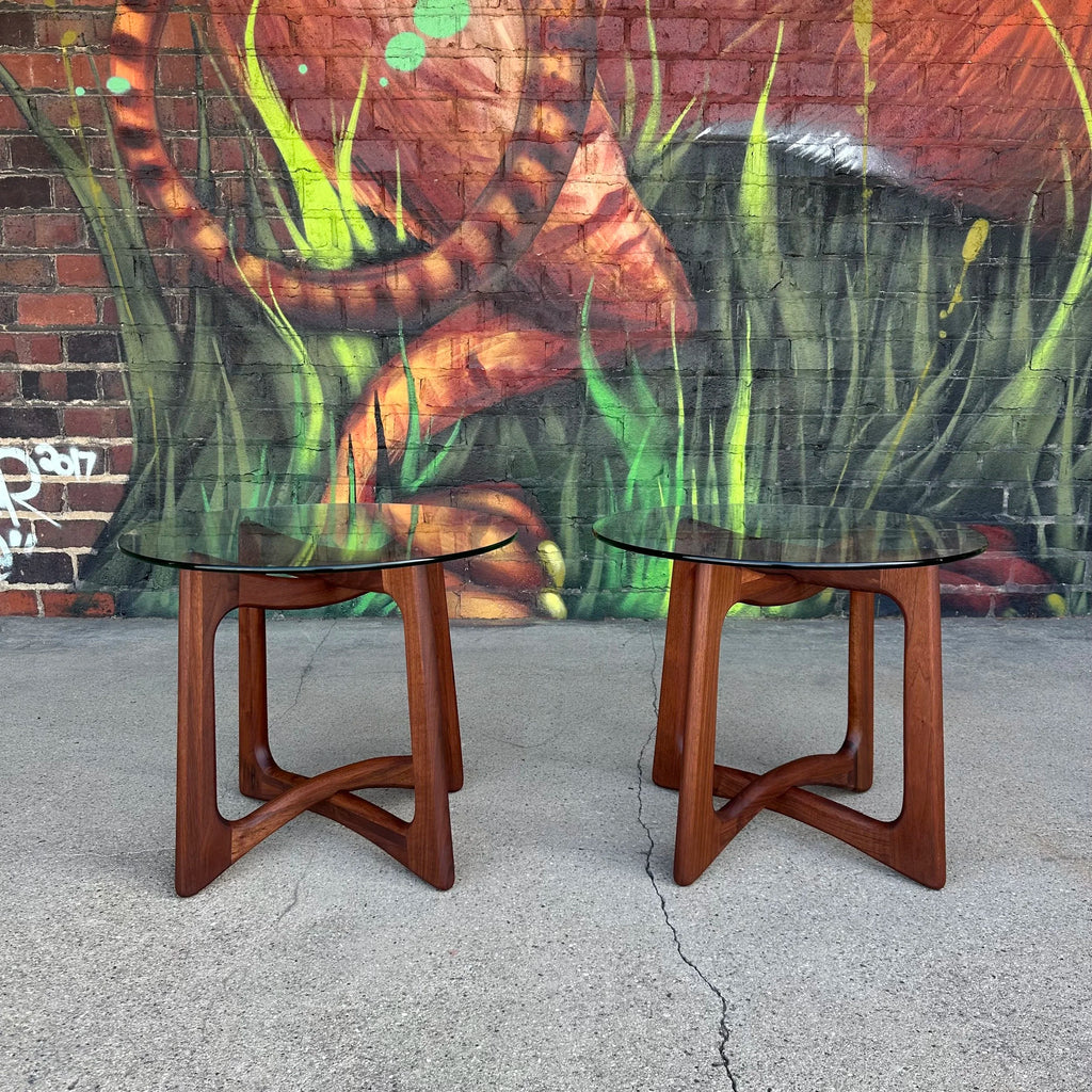 Pair of Adrian Pearsall Walnut and Glass Side Tables