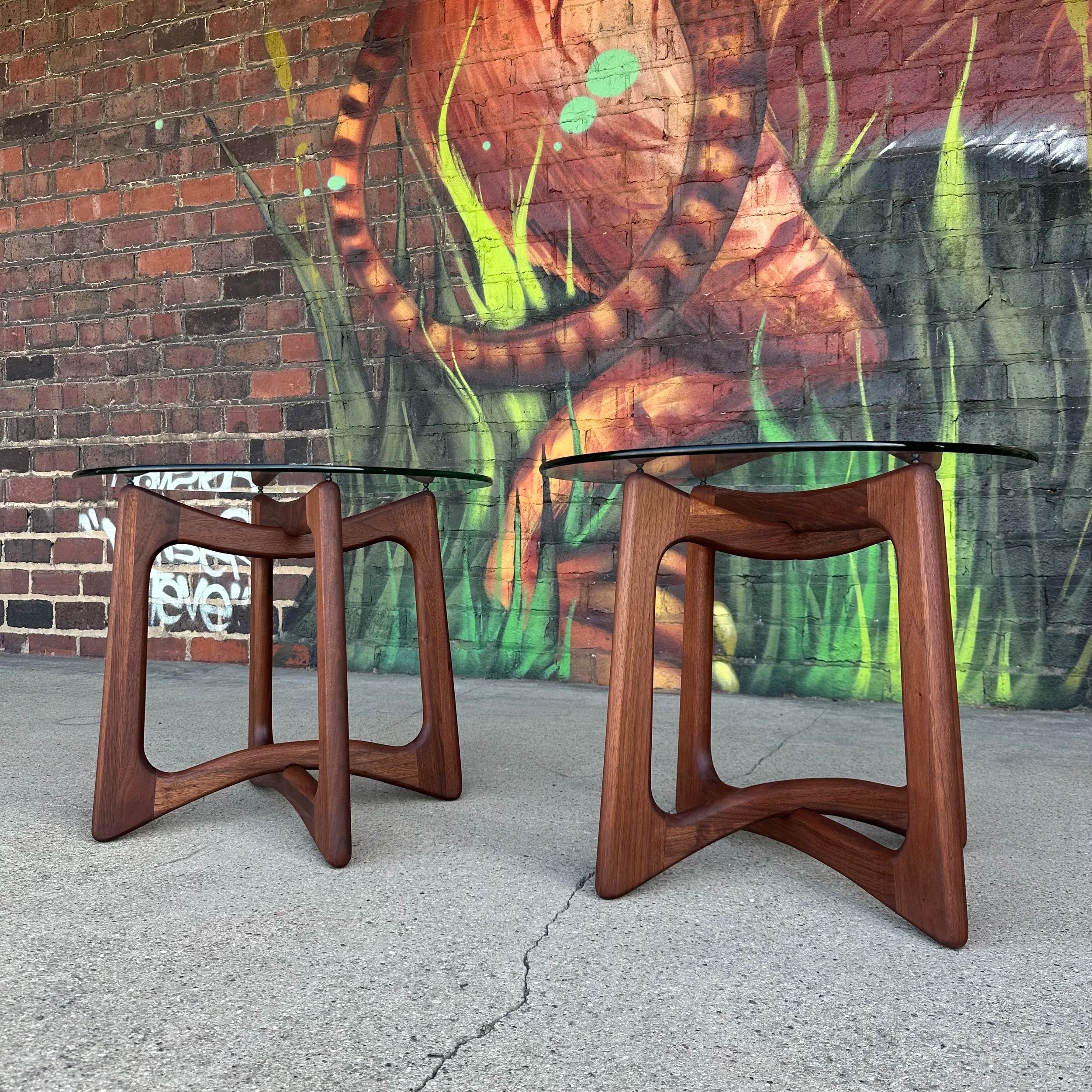 Pair of Adrian Pearsall Walnut and Glass Side Tables