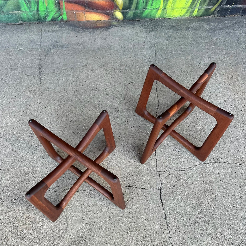 Pair of Adrian Pearsall Walnut and Glass Side Tables