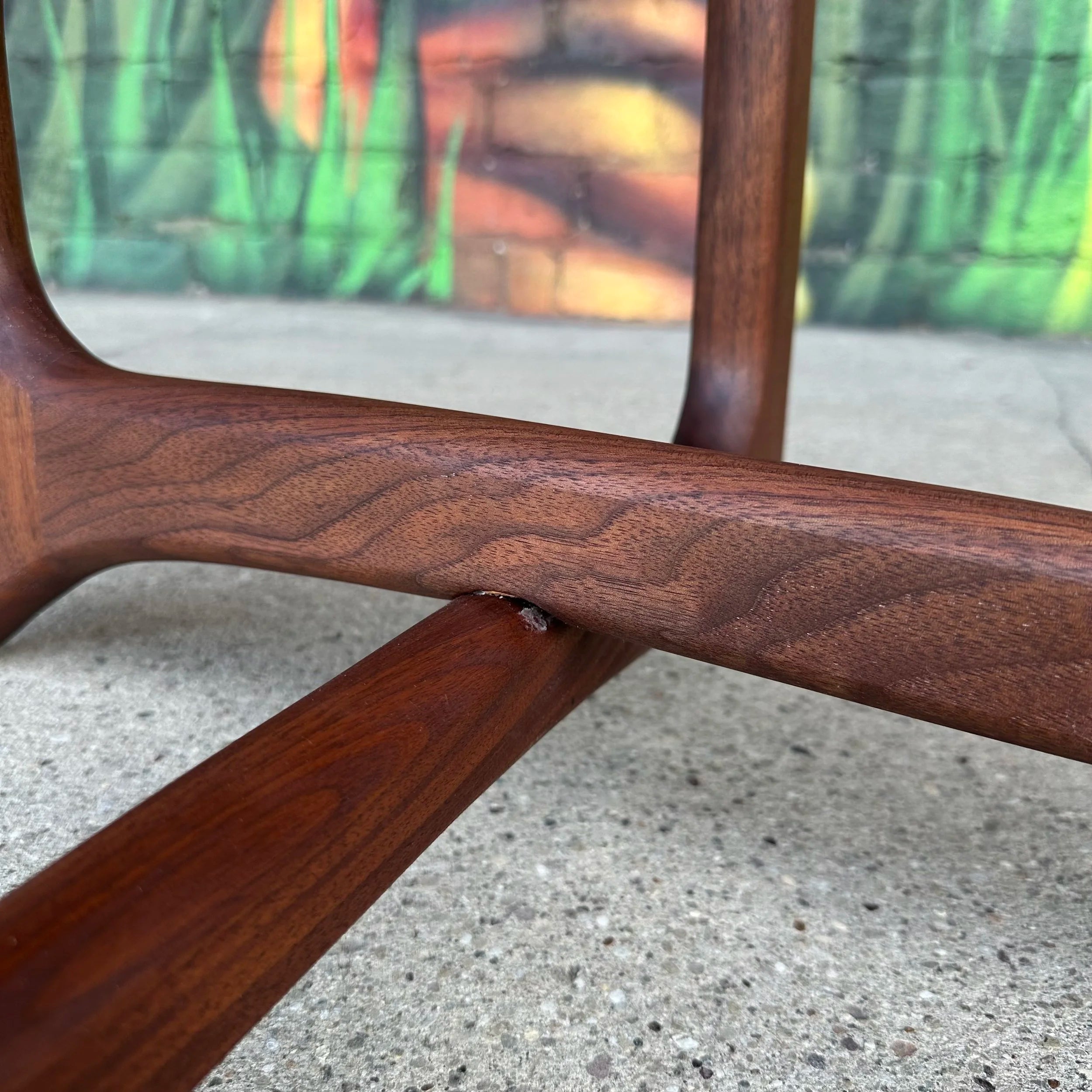 Mid-Century Modern Adrian Pearsall Kidney Shaped Glass Walnut Coffee Table