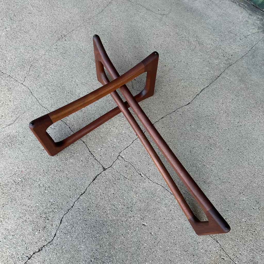 Mid-Century Modern Adrian Pearsall Kidney Shaped Glass Walnut Coffee Table