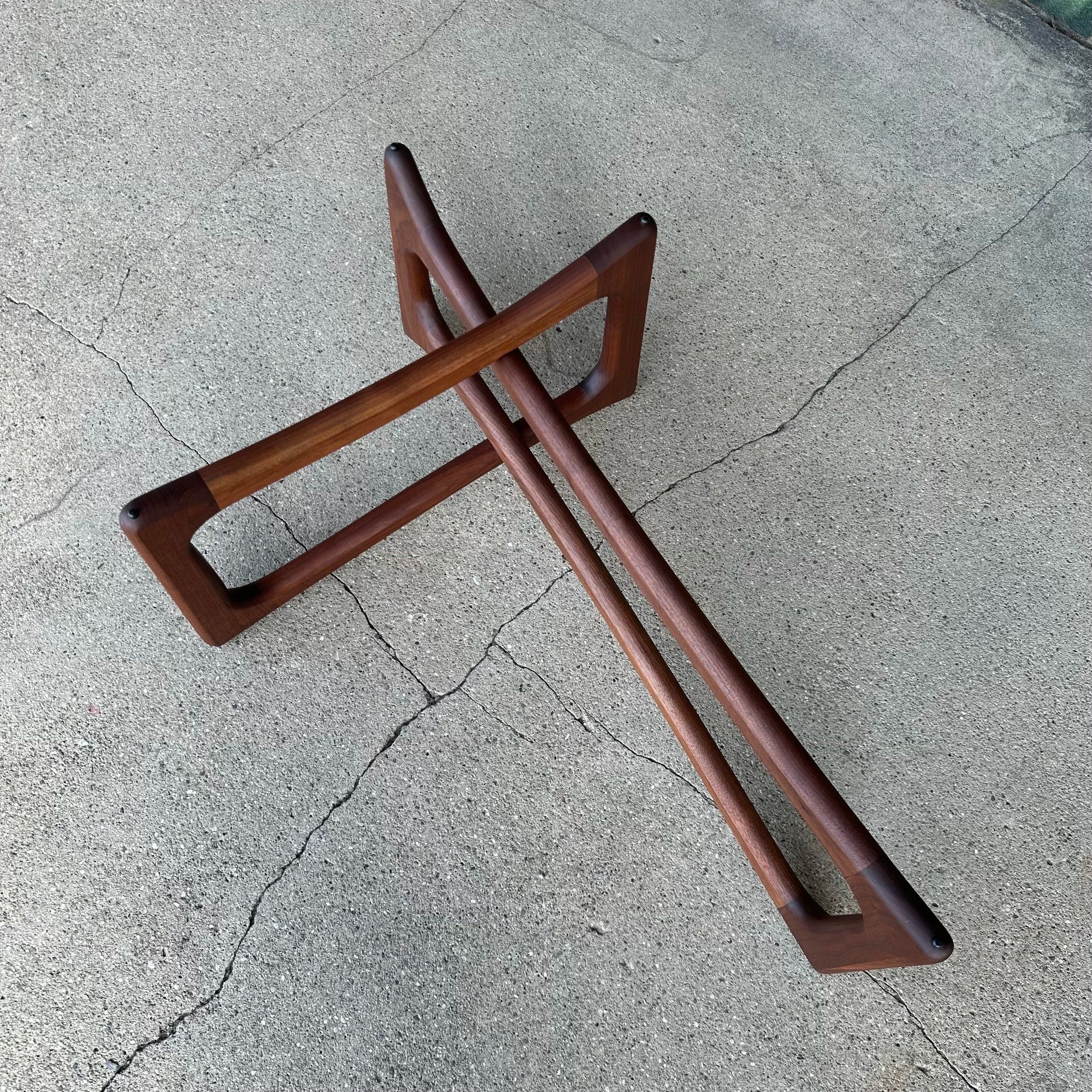 Mid-Century Modern Adrian Pearsall Kidney Shaped Glass Walnut Coffee Table