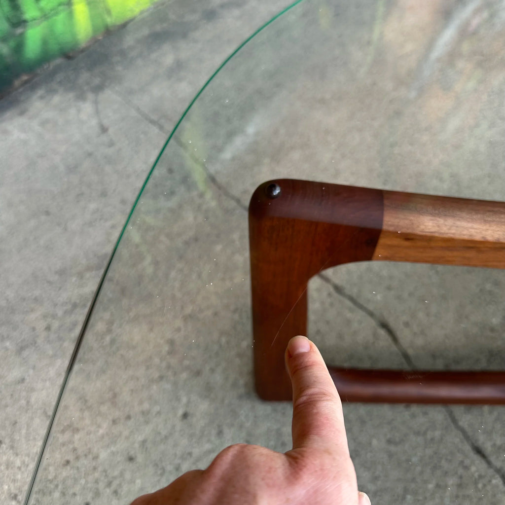 Mid-Century Modern Adrian Pearsall Kidney Shaped Glass Walnut Coffee Table