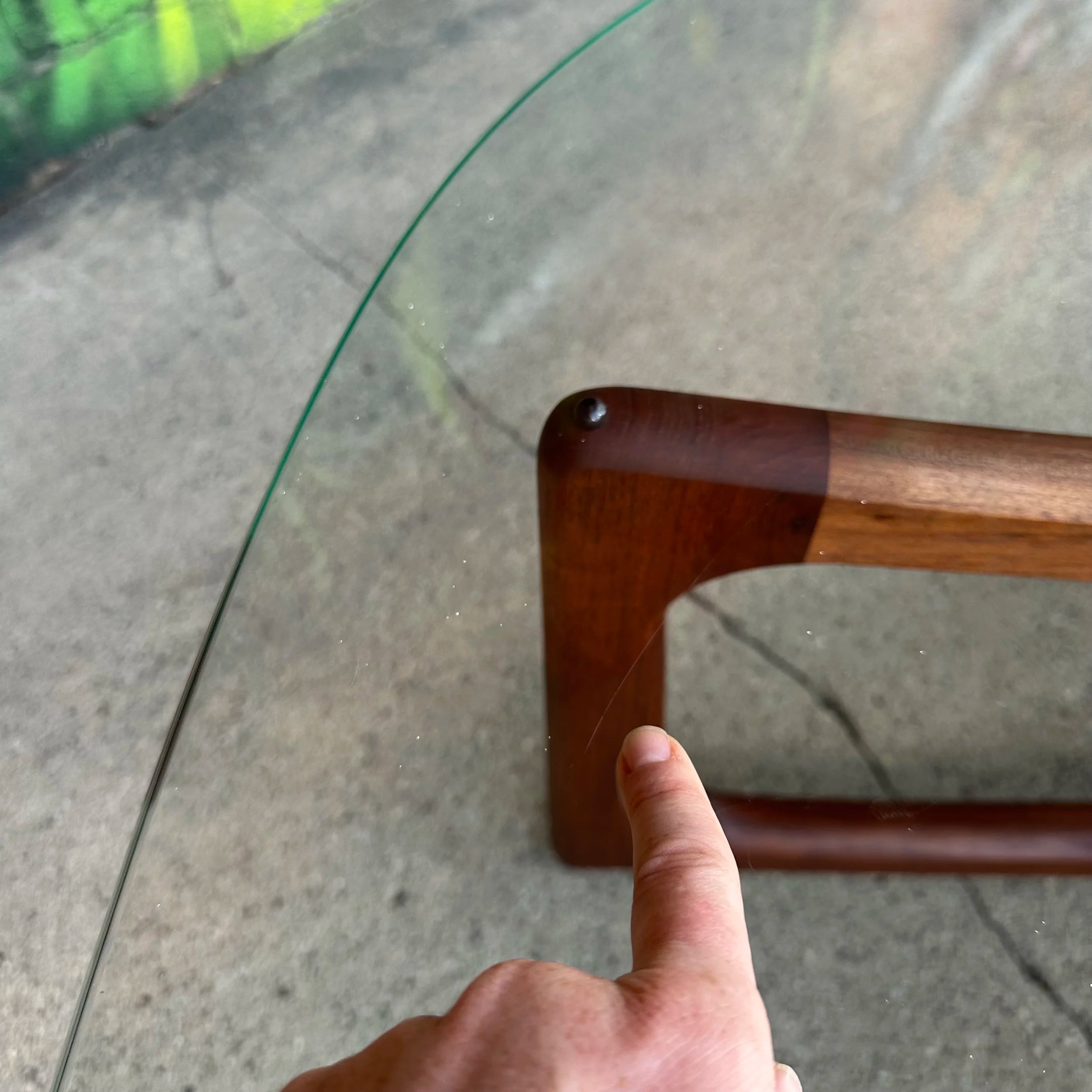Mid-Century Modern Adrian Pearsall Kidney Shaped Glass Walnut Coffee Table