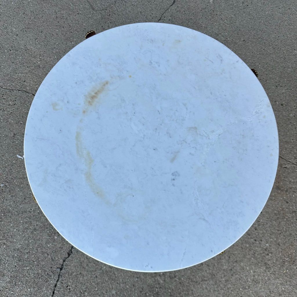 Italian Palladio Accent Table With Round Carrara Marble Top