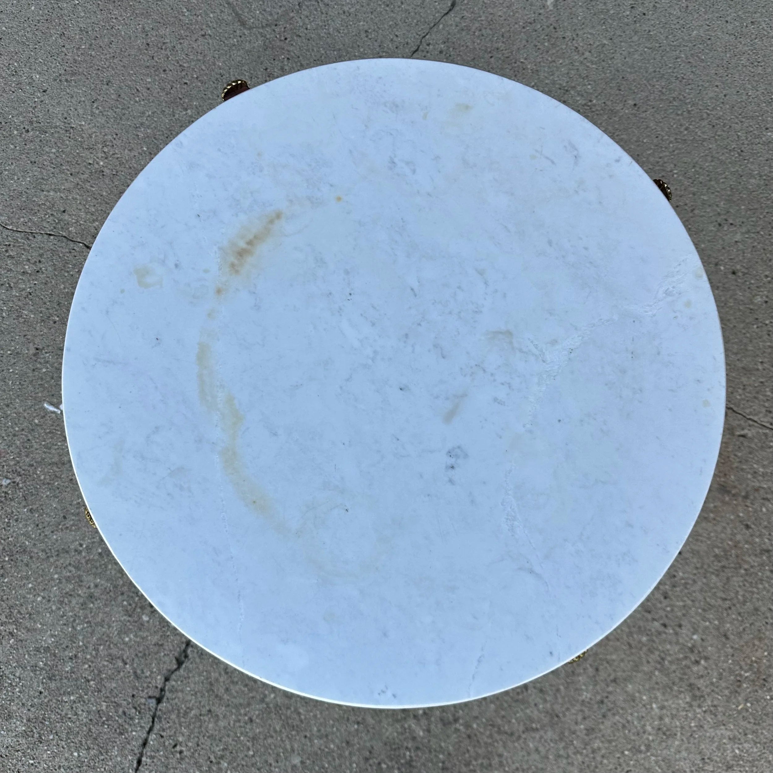Italian Palladio Accent Table With Round Carrara Marble Top