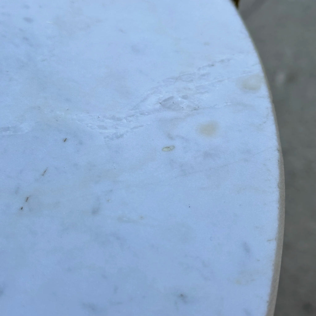 Italian Palladio Accent Table With Round Carrara Marble Top