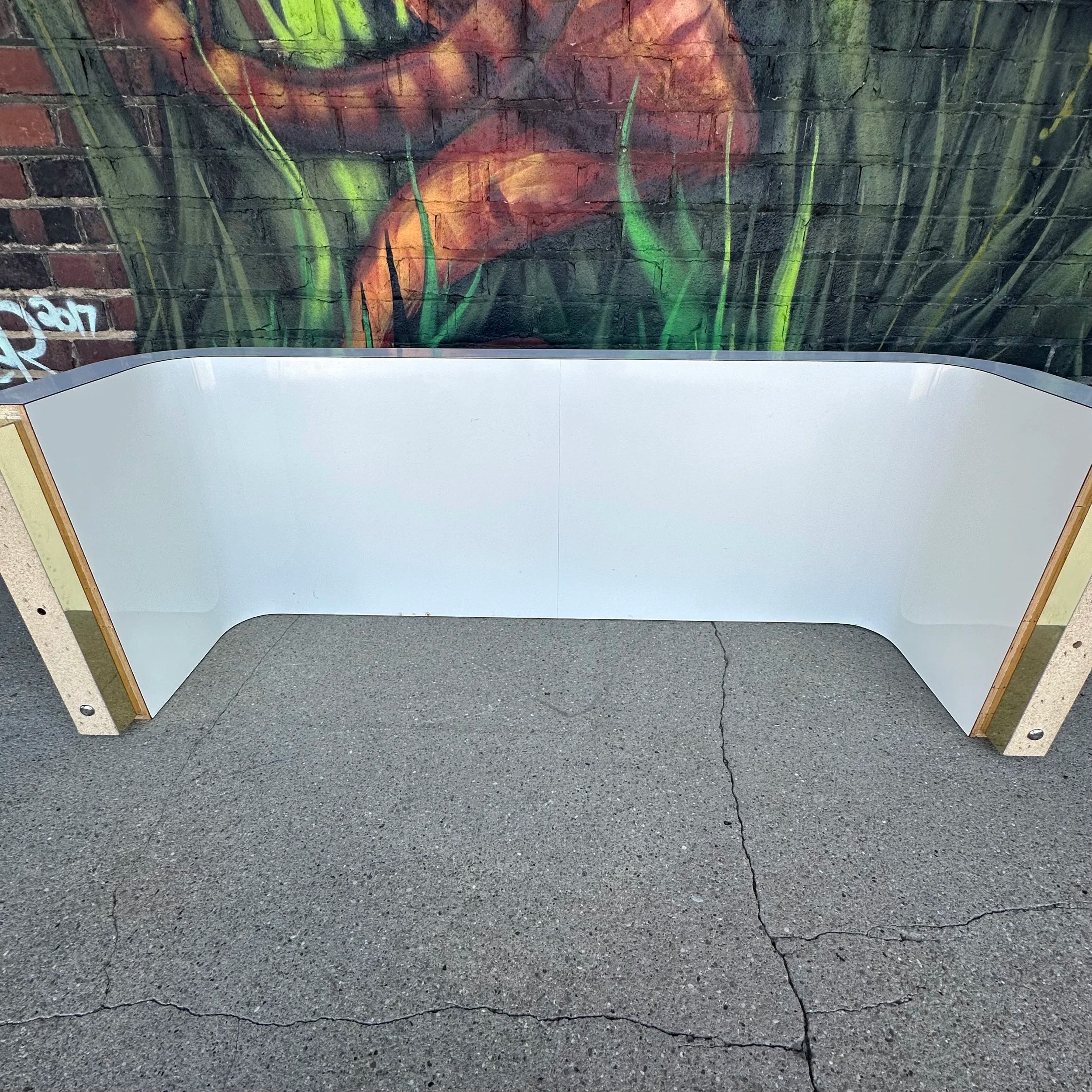 Postmodern Springer-Style Waterfall Edge Coffee Table Brass Capped