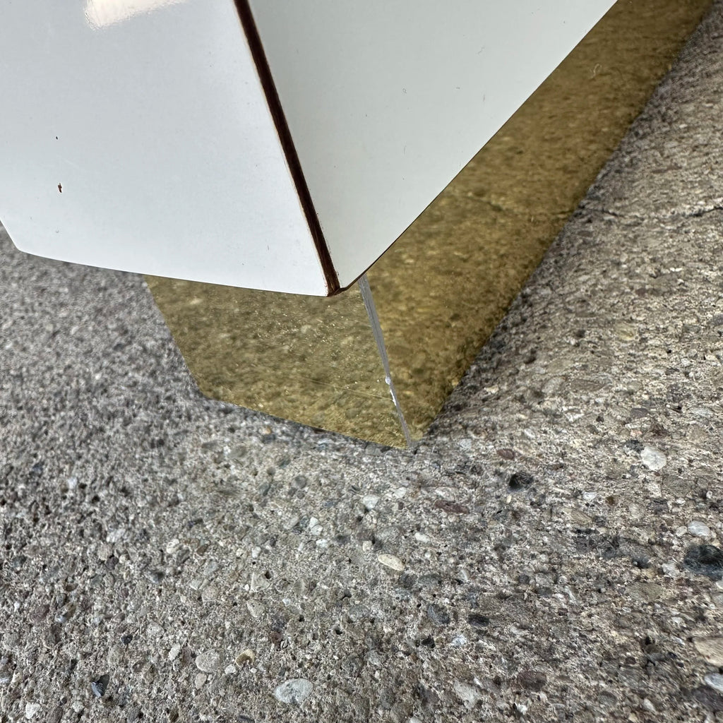 Postmodern Springer-Style Waterfall Edge Coffee Table Brass Capped