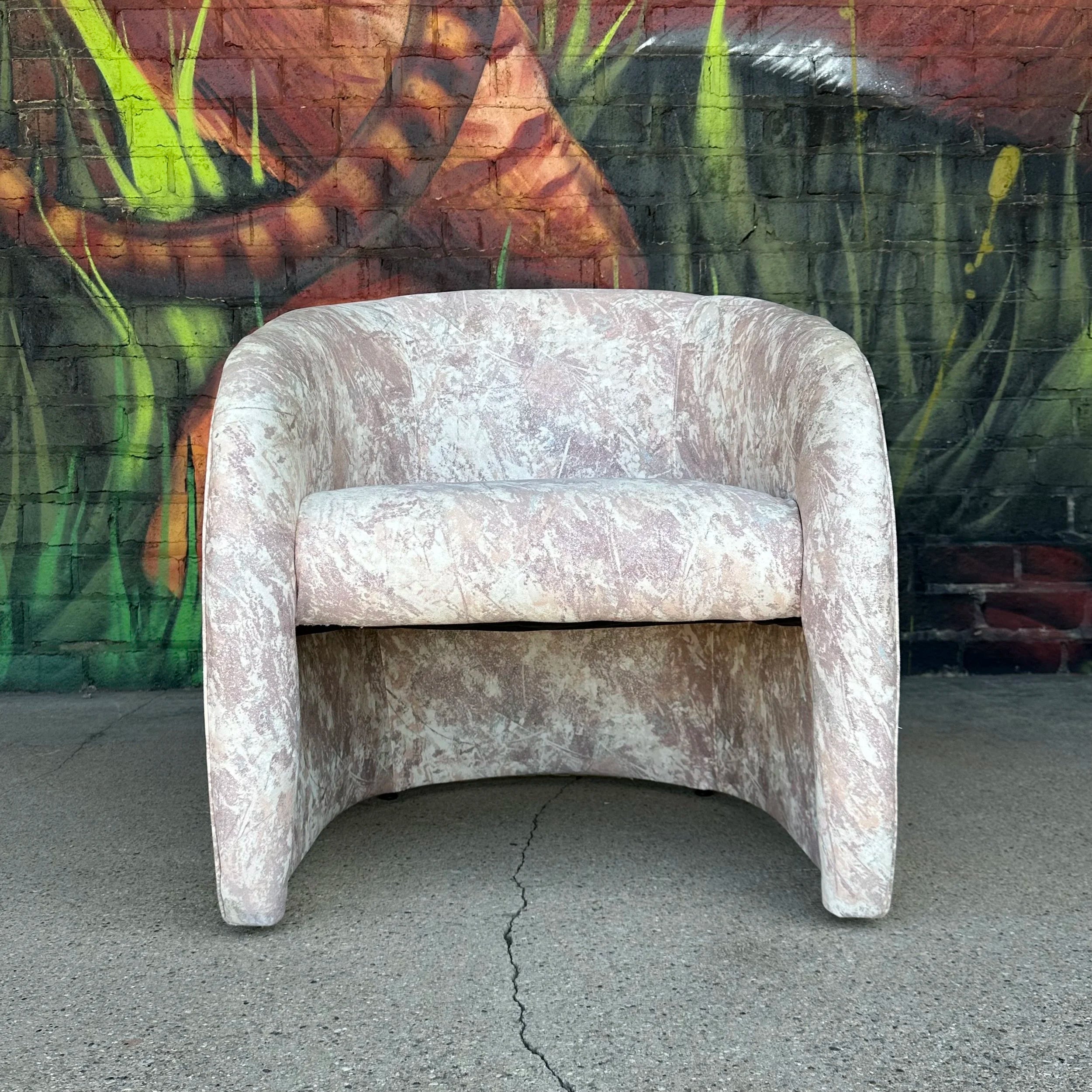 1980s Postmodern Brayton International Barrel-Backed Lounge Chair