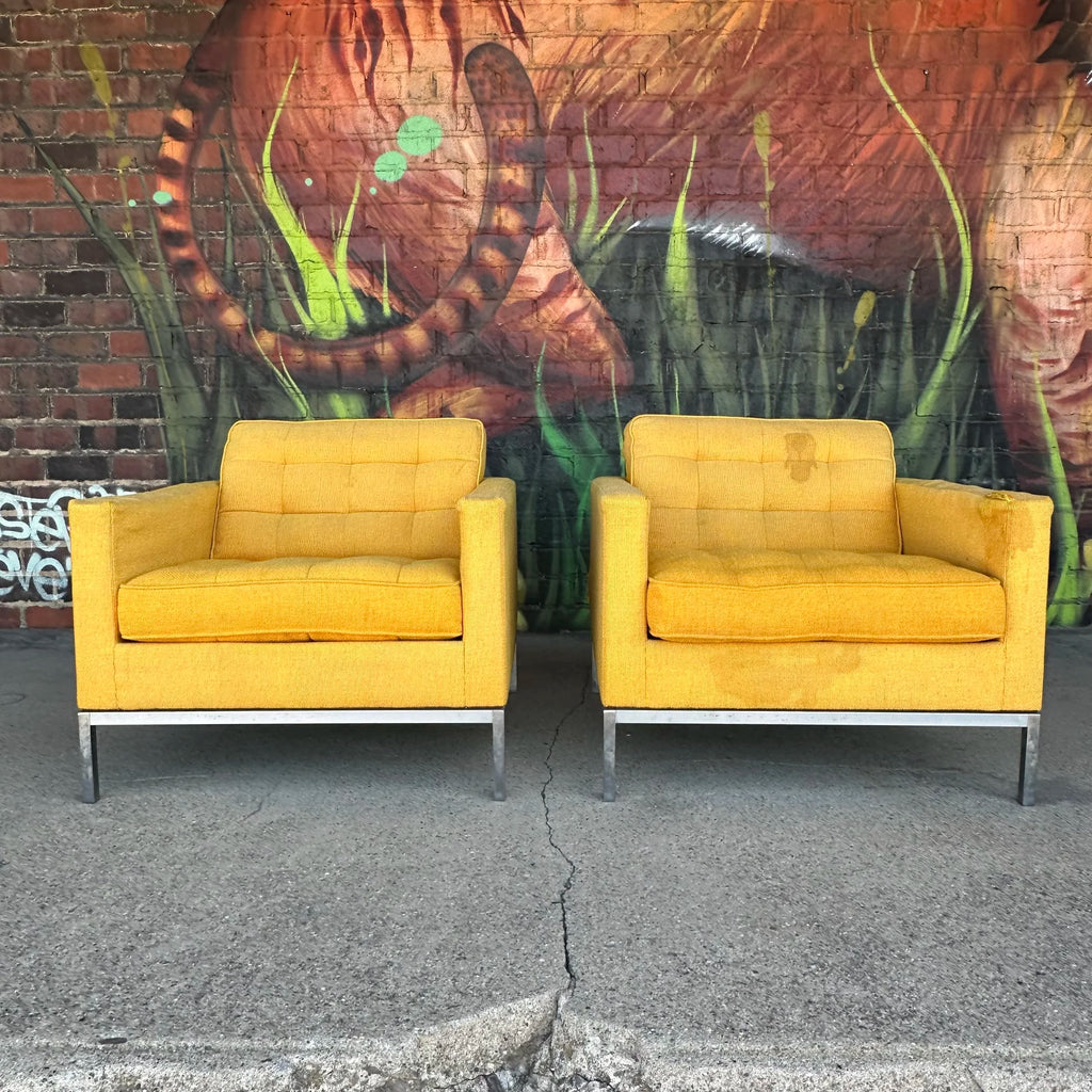 Pair of Florence Knoll “Relaxed” Lounge Club Chairs Mid Century Modern