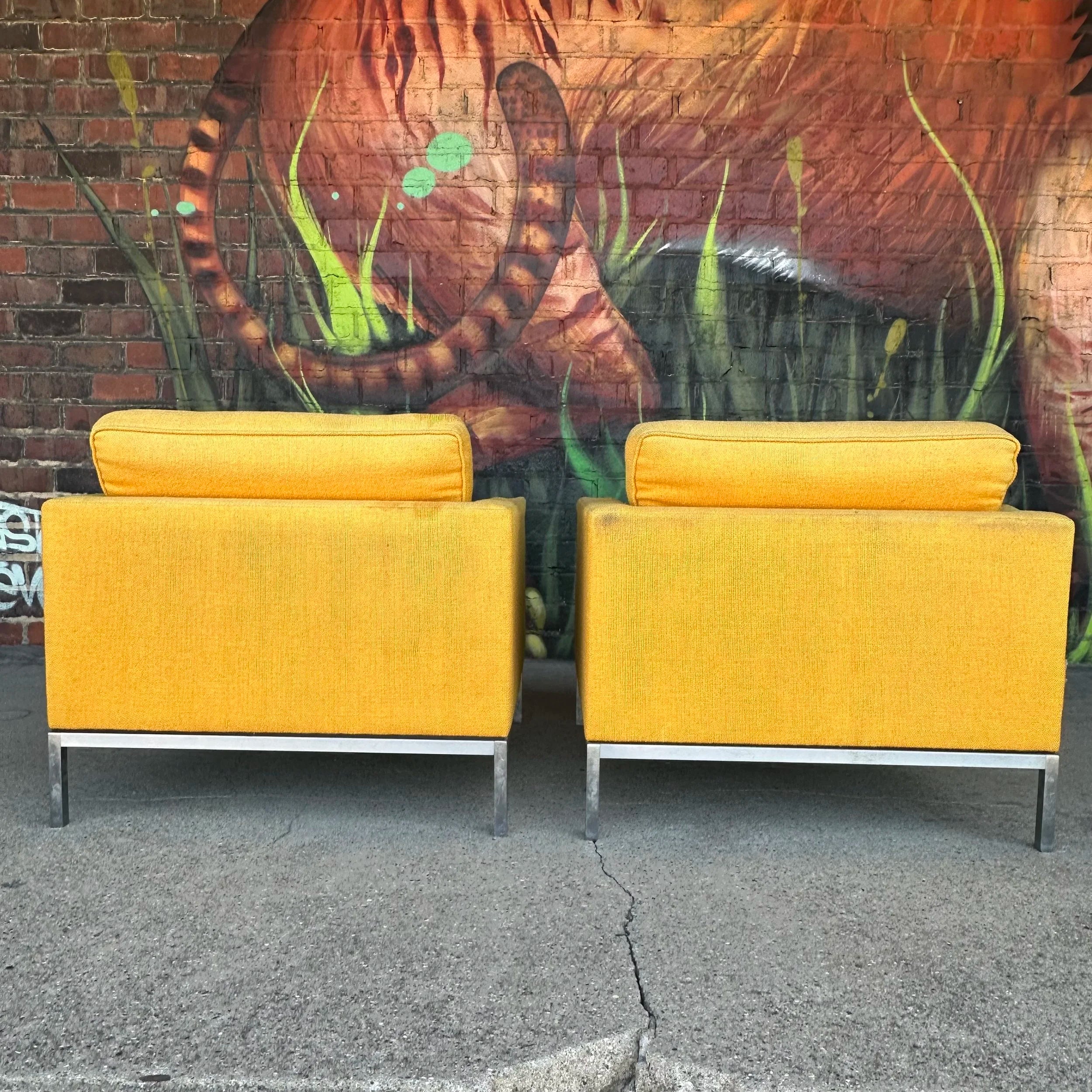 Pair of Florence Knoll “Relaxed” Lounge Club Chairs Mid Century Modern