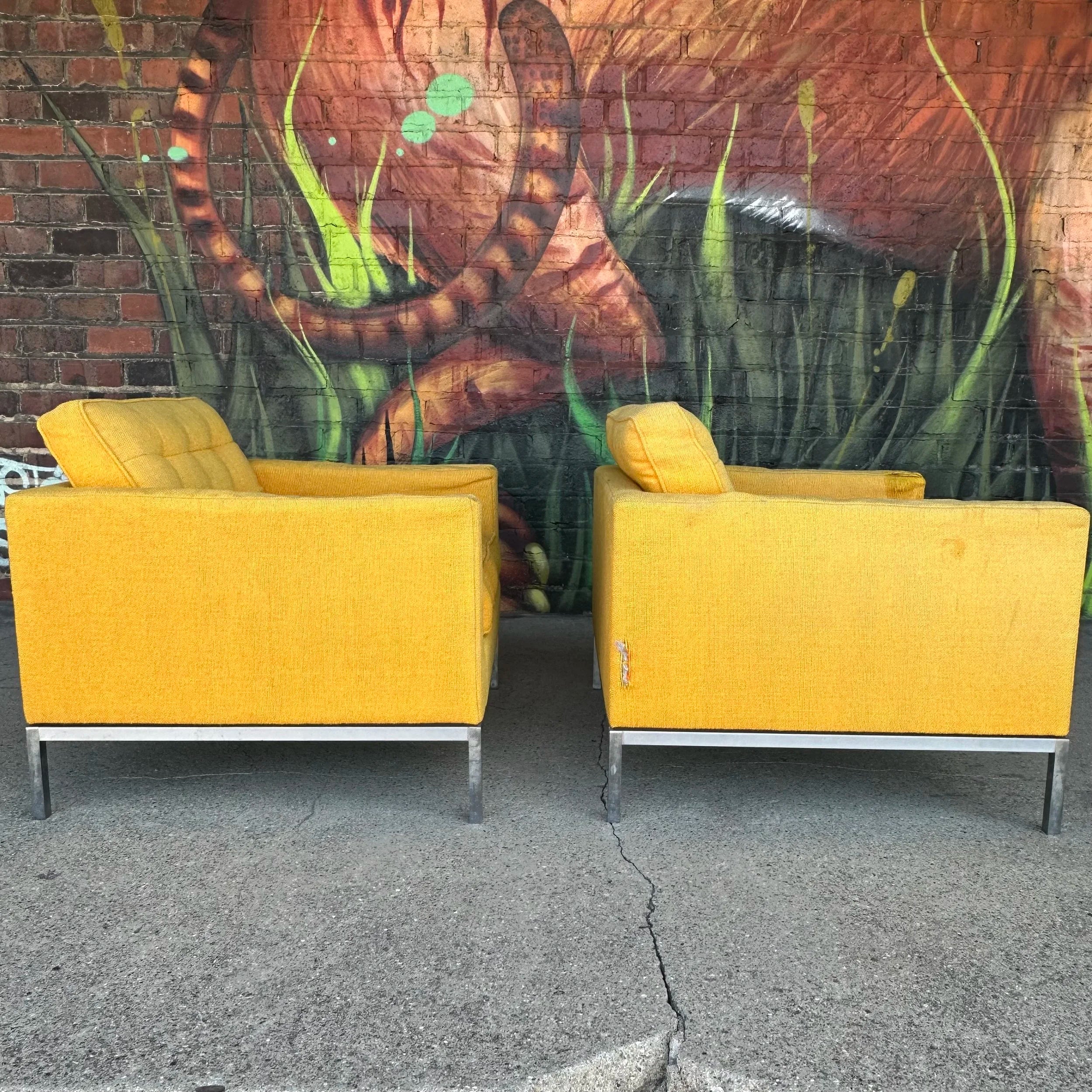 Pair of Florence Knoll “Relaxed” Lounge Club Chairs Mid Century Modern