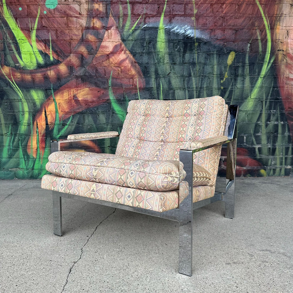 Cy Mann Chrome Flat Bar Mid Century Modern Lounge Chair