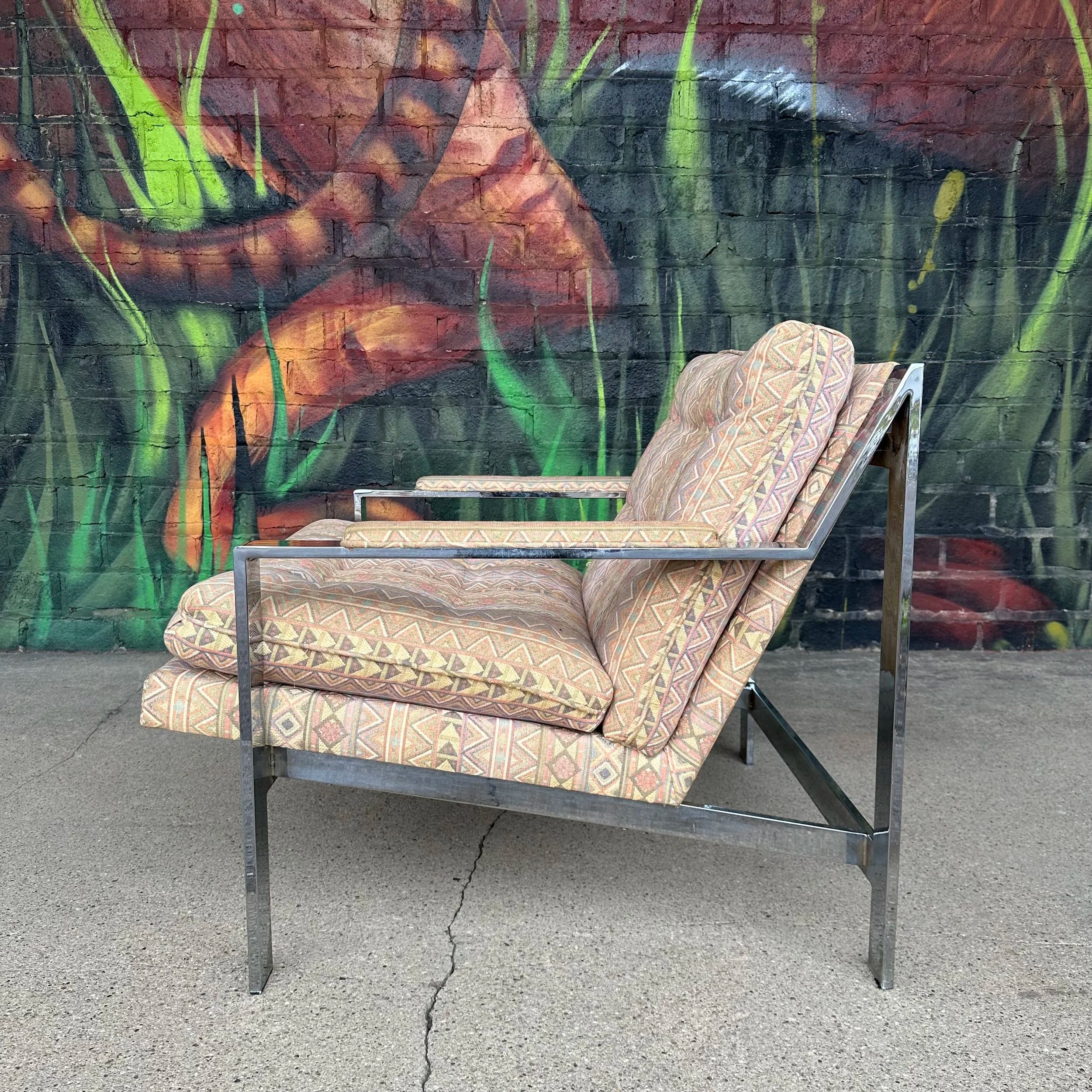 Cy Mann Chrome Flat Bar Mid Century Modern Lounge Chair
