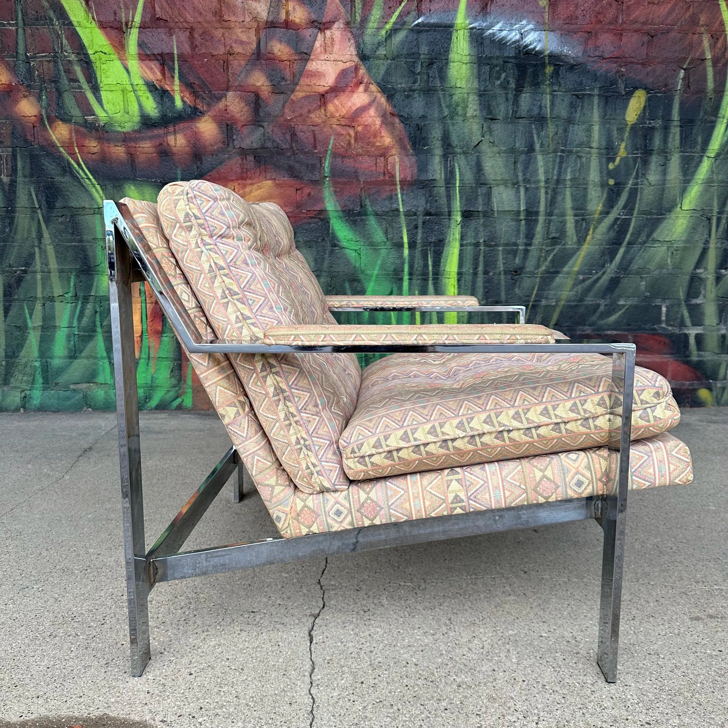 Cy Mann Chrome Flat Bar Mid Century Modern Lounge Chair