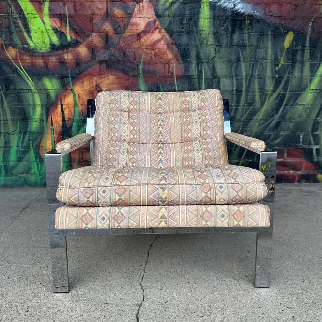 Cy Mann Chrome Flat Bar Mid Century Modern Lounge Chair
