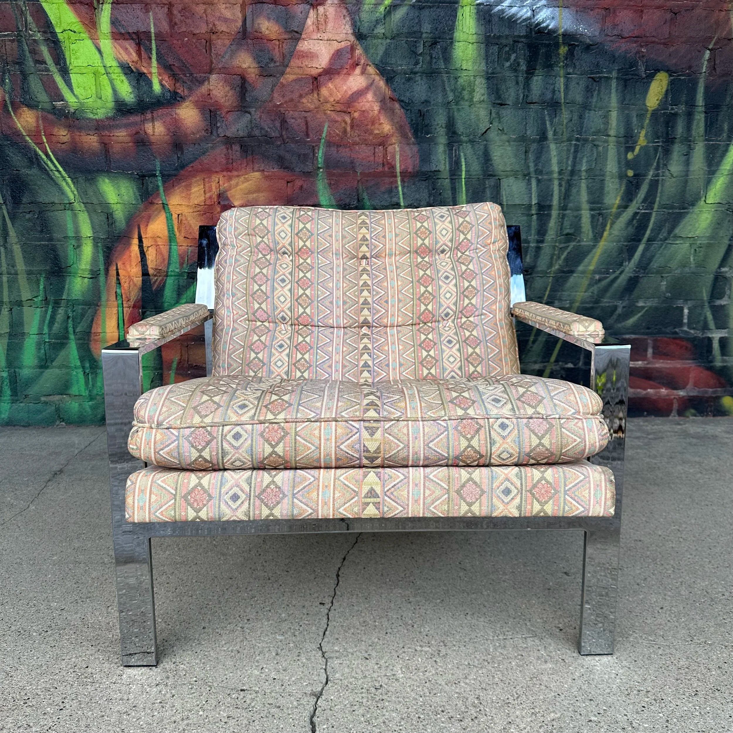 Cy Mann Chrome Flat Bar Mid Century Modern Lounge Chair