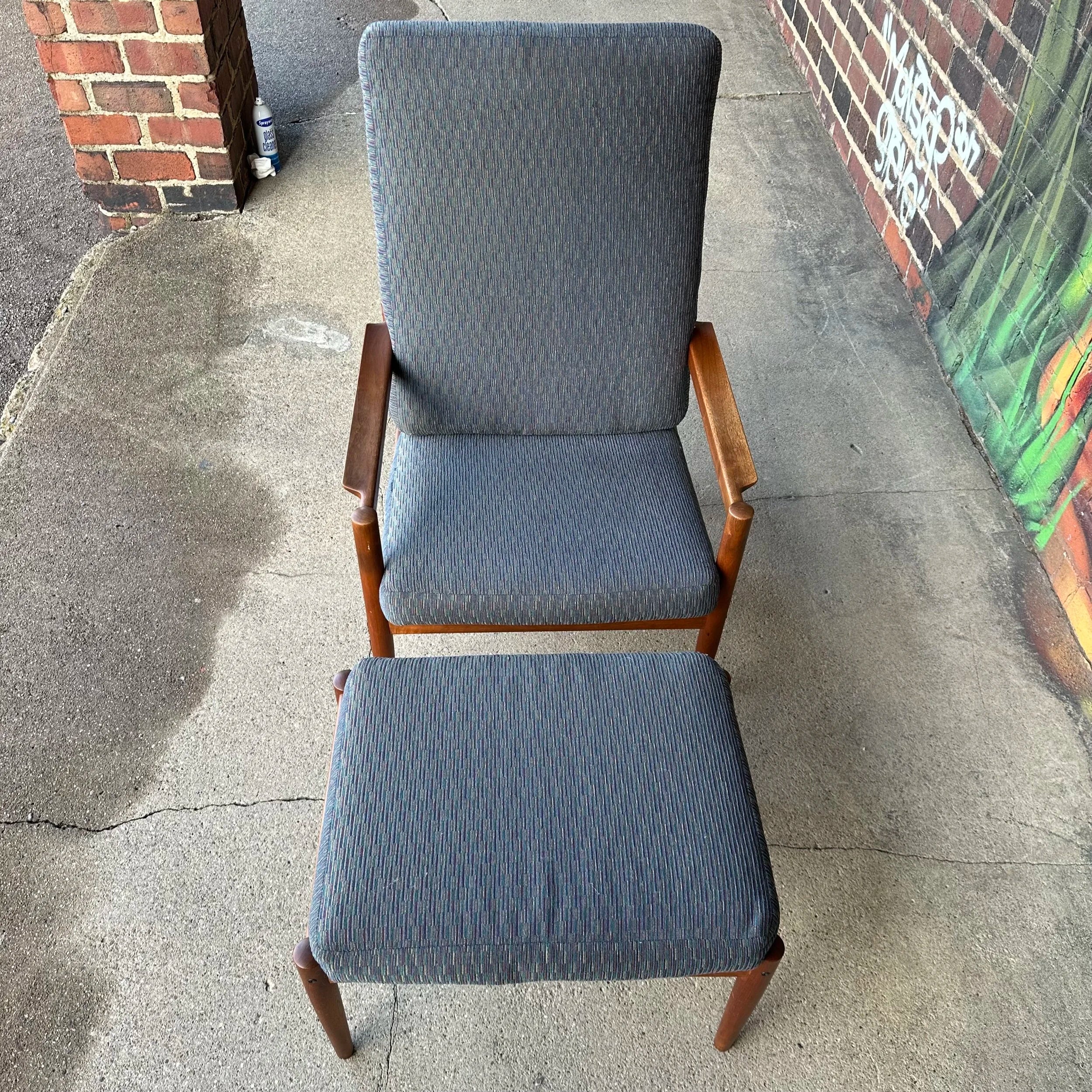 Børge Jensen & Sønner Teak Lounge Chair and Ottoman for Bernstorffsmide Møbelfabrik