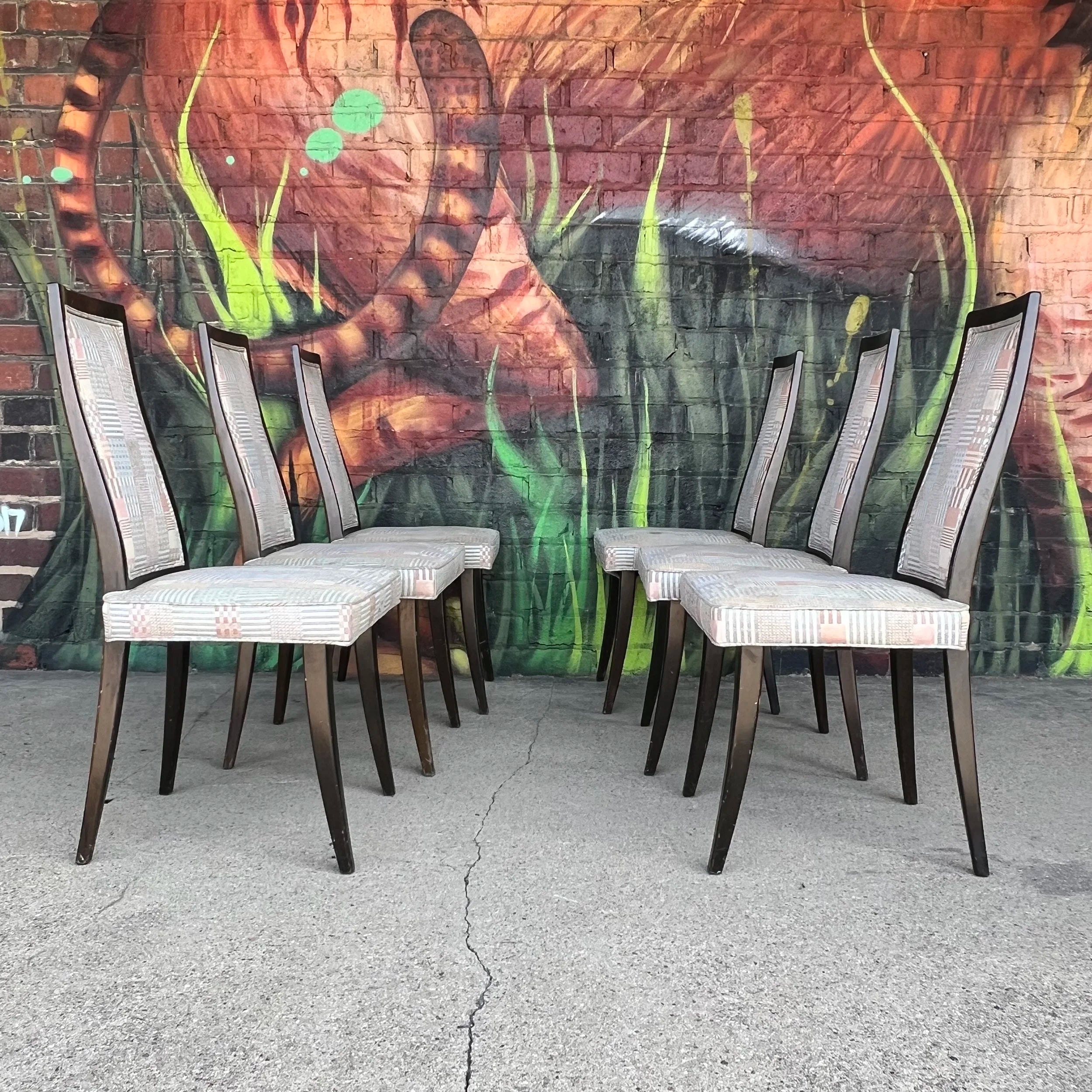 Set of 6 Harvey Probber Tall Back Dining Chairs