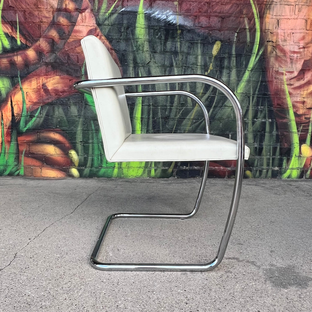 Set of Four Mies Van Der Rohe for Knoll Tubular Chrome Armchairs