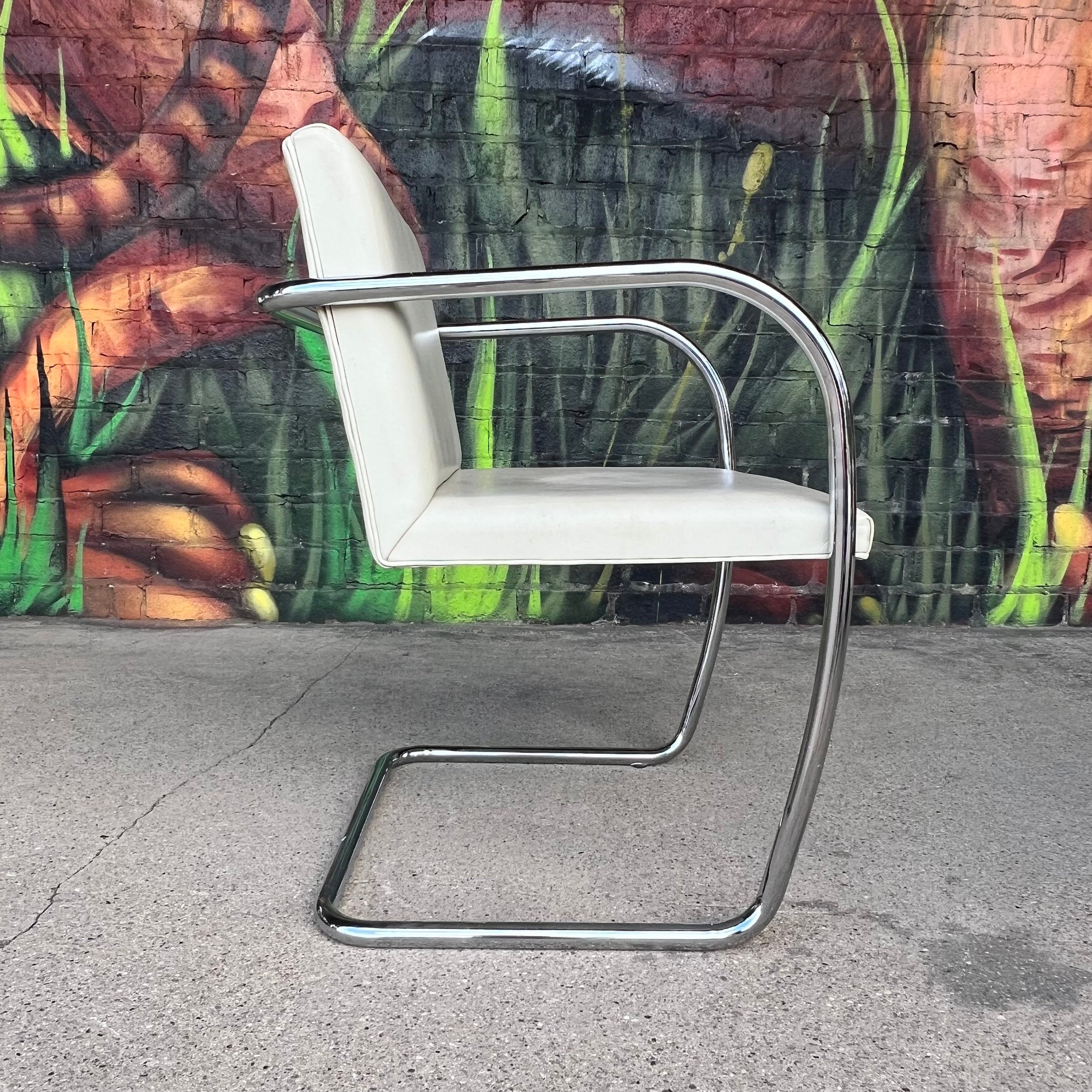 Set of Four Mies Van Der Rohe for Knoll Tubular Chrome Armchairs