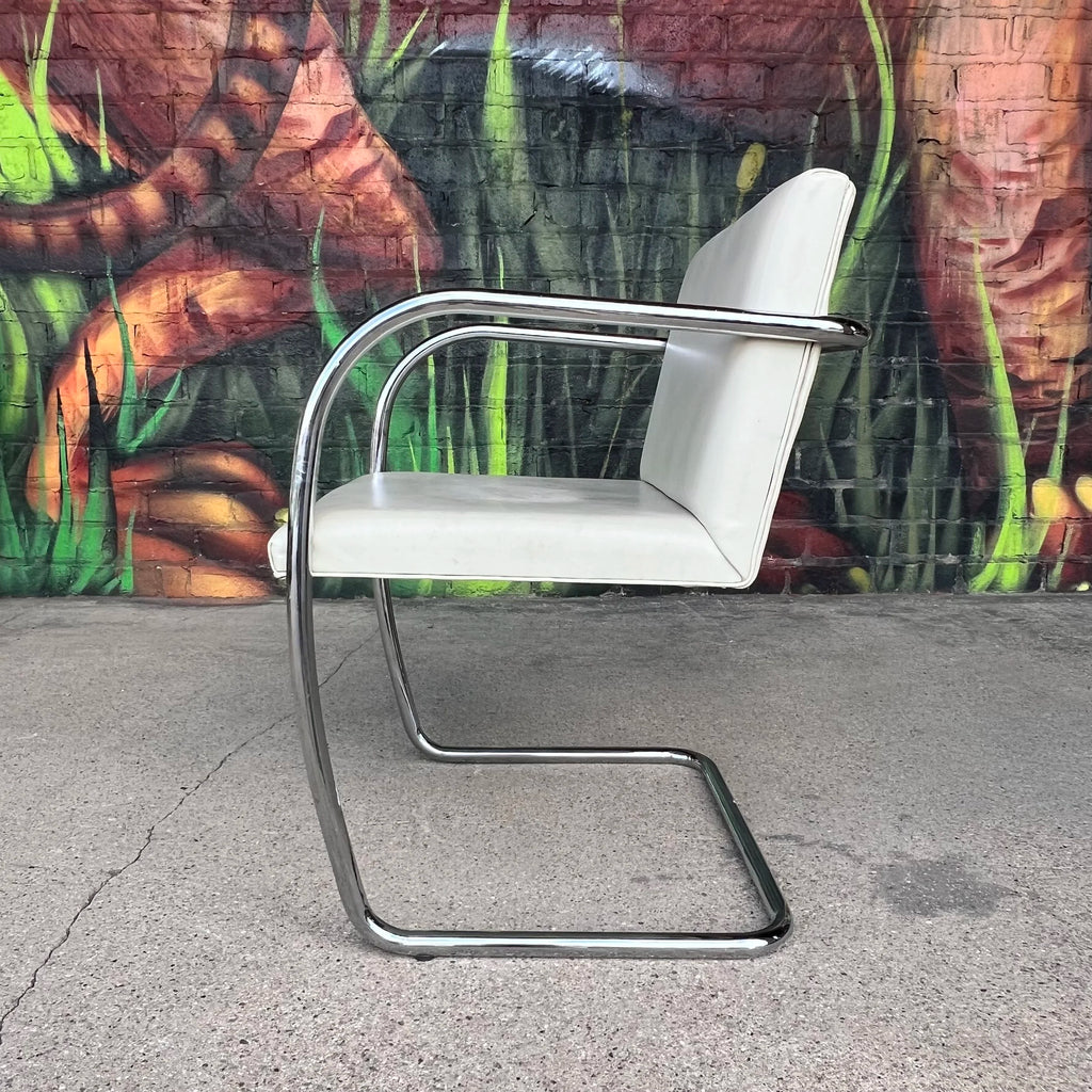 Set of Four Mies Van Der Rohe for Knoll Tubular Chrome Armchairs