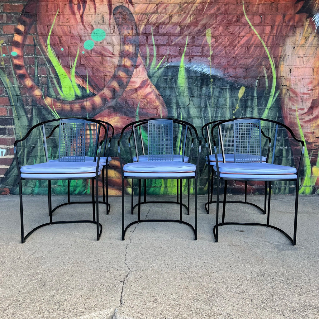 Set of 6 80s Postmodern Iron Patio Chairs