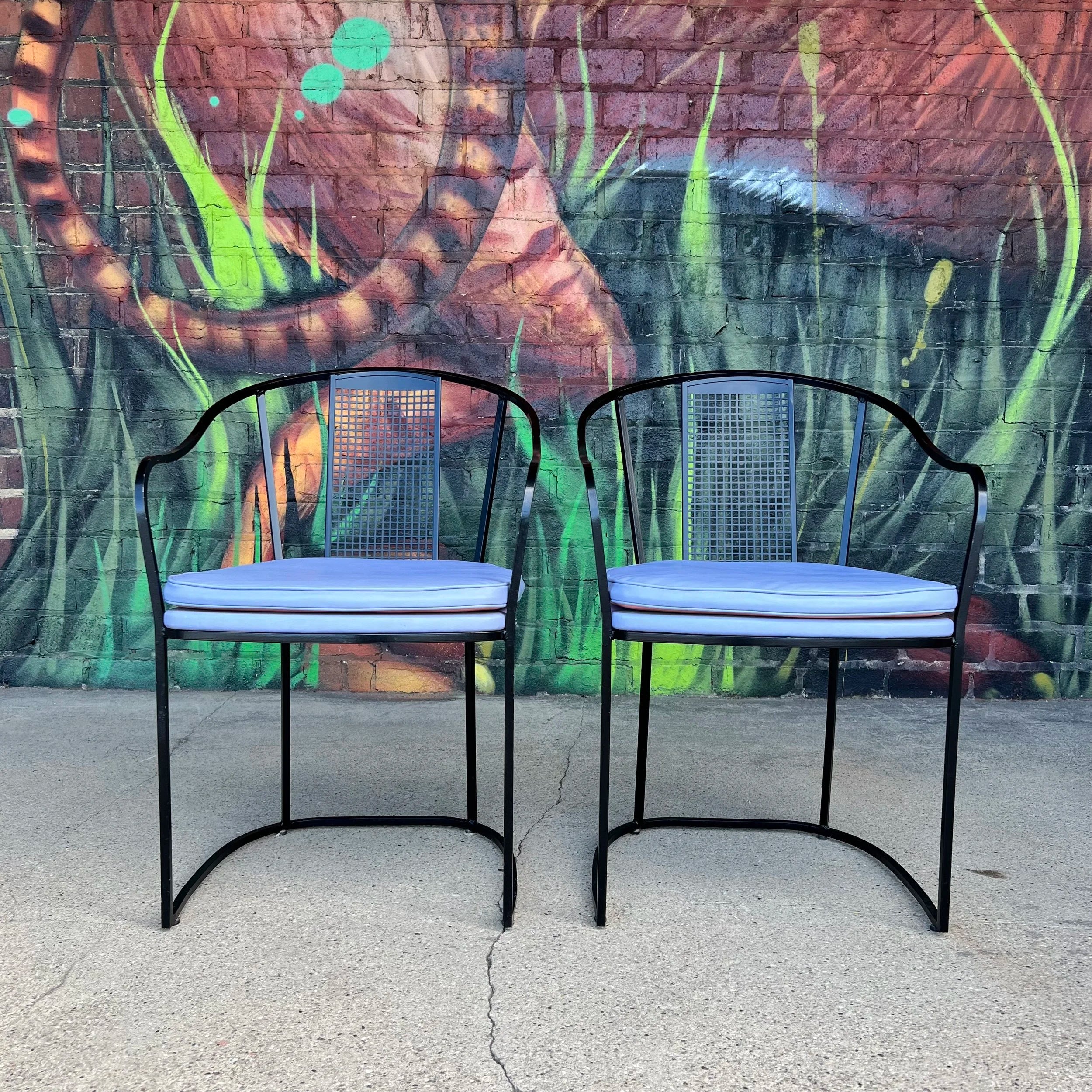 Set of 6 80s Postmodern Iron Patio Chairs