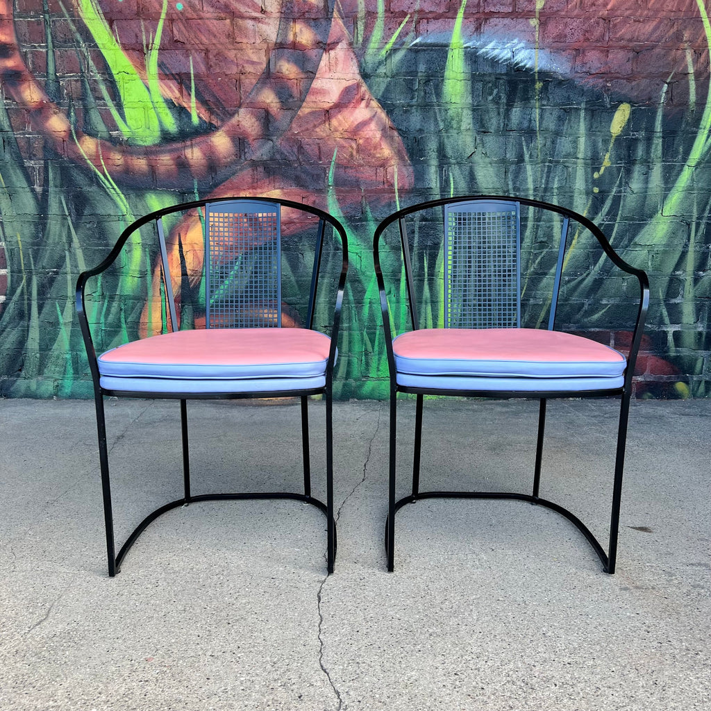 Set of 6 80s Postmodern Iron Patio Chairs