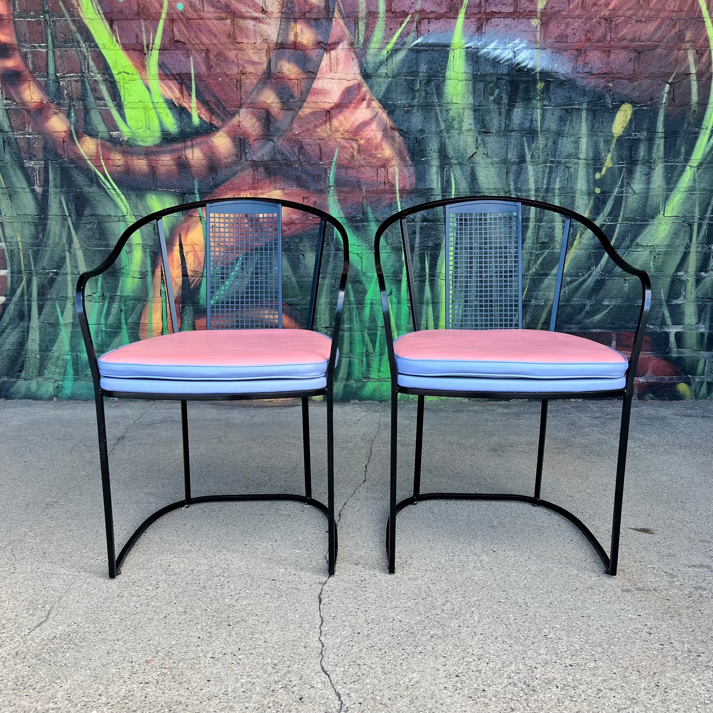 Set of 6 80s Postmodern Iron Patio Chairs