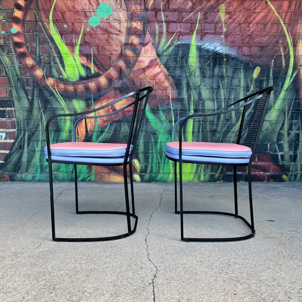 Set of 6 80s Postmodern Iron Patio Chairs