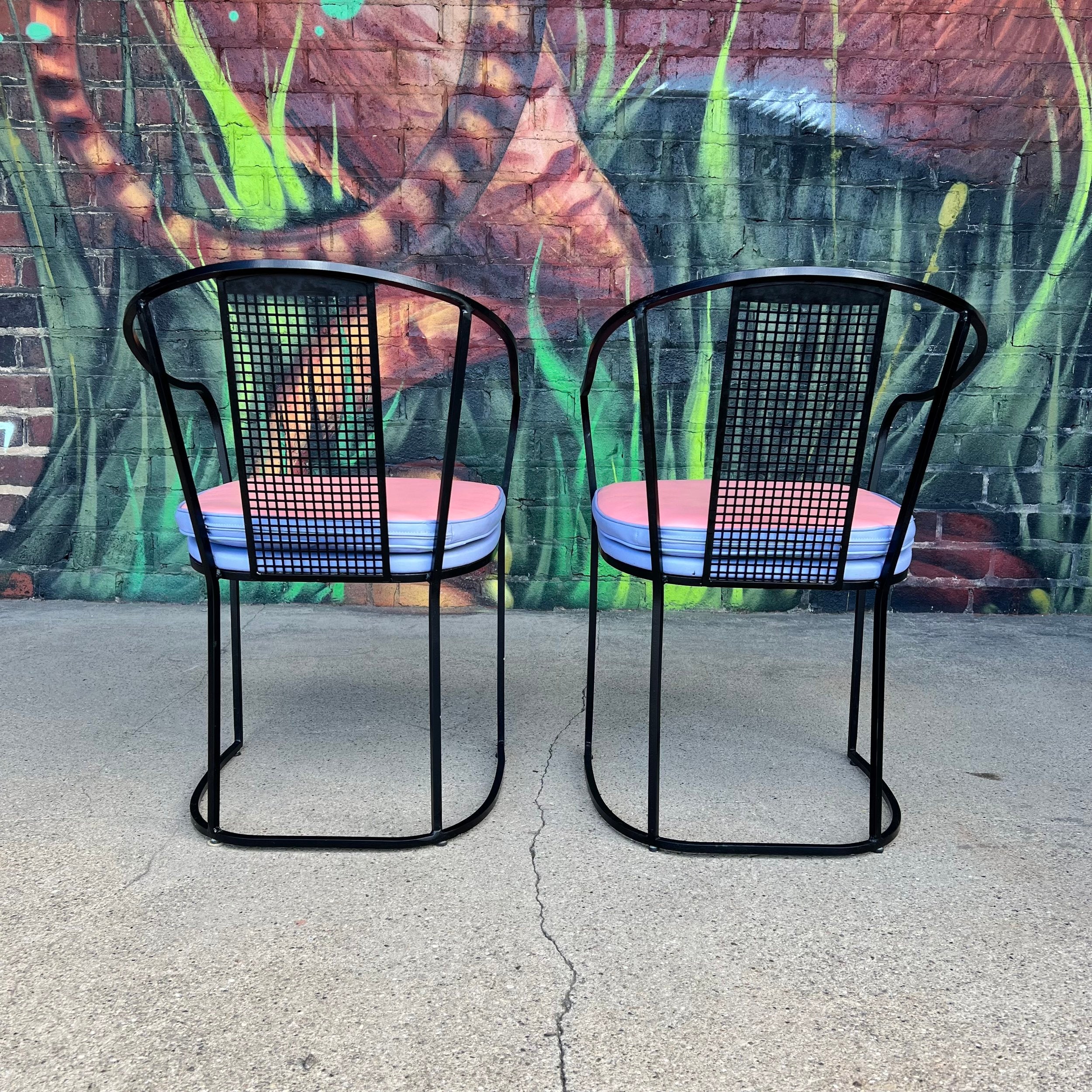 Set of 6 80s Postmodern Iron Patio Chairs
