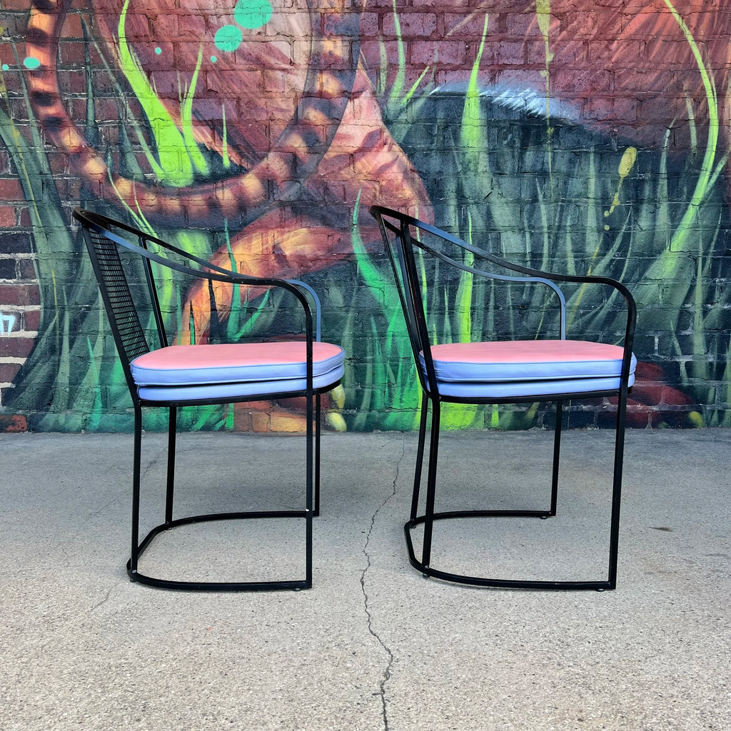 Set of 6 80s Postmodern Iron Patio Chairs