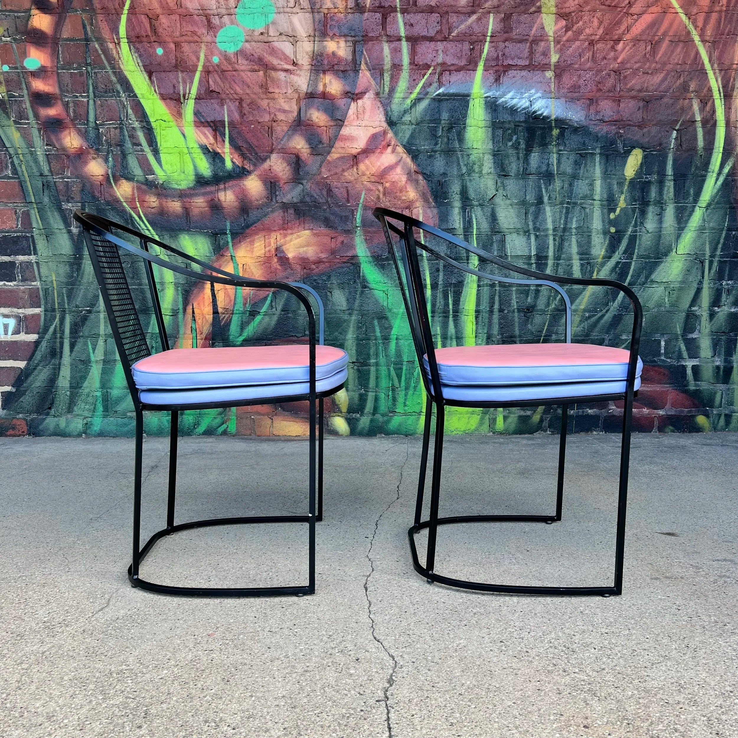 Set of 6 80s Postmodern Iron Patio Chairs