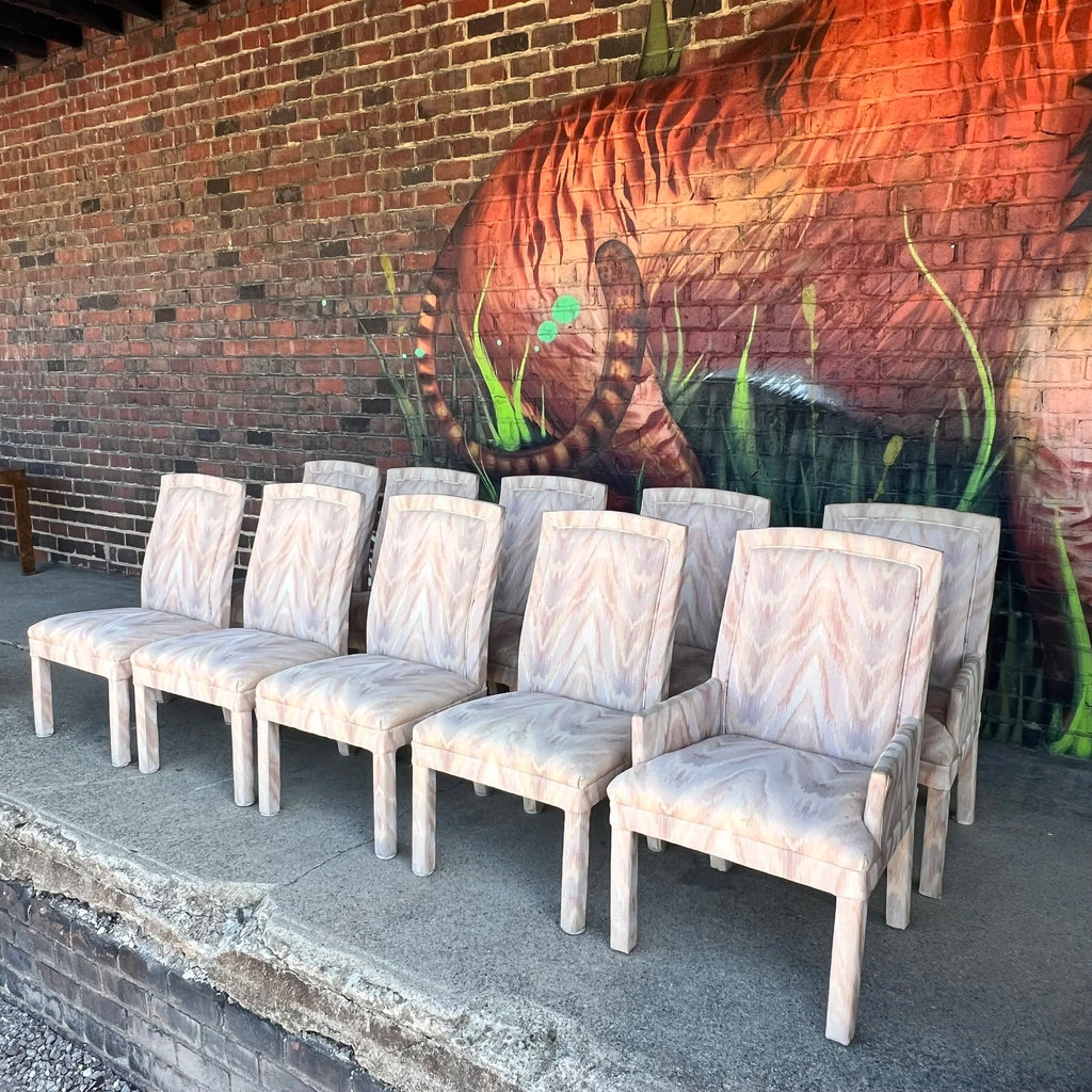 Set of 10 Postmodern Parsons-Style Dining Chairs