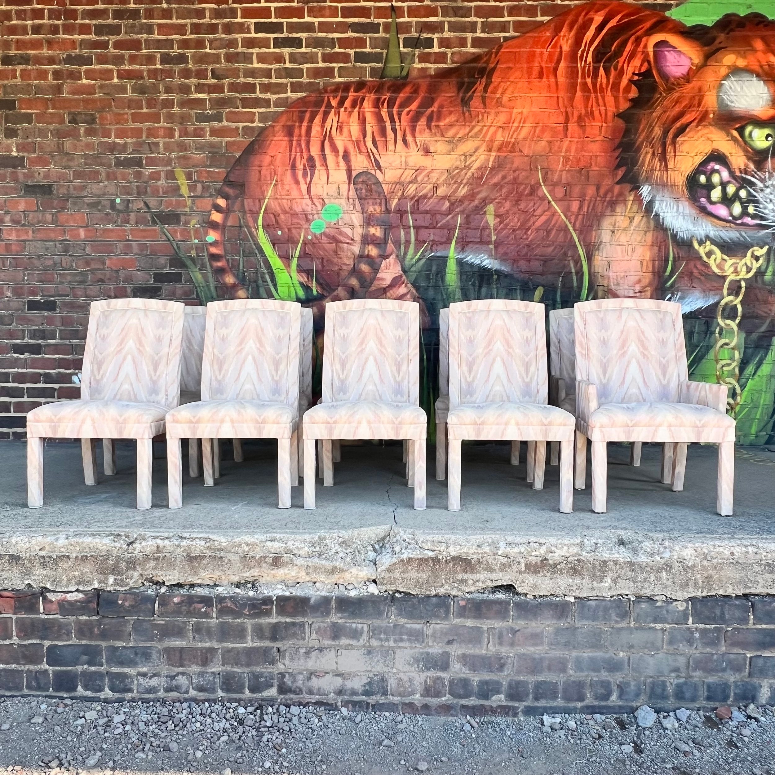 Set of 10 Postmodern Parsons-Style Dining Chairs