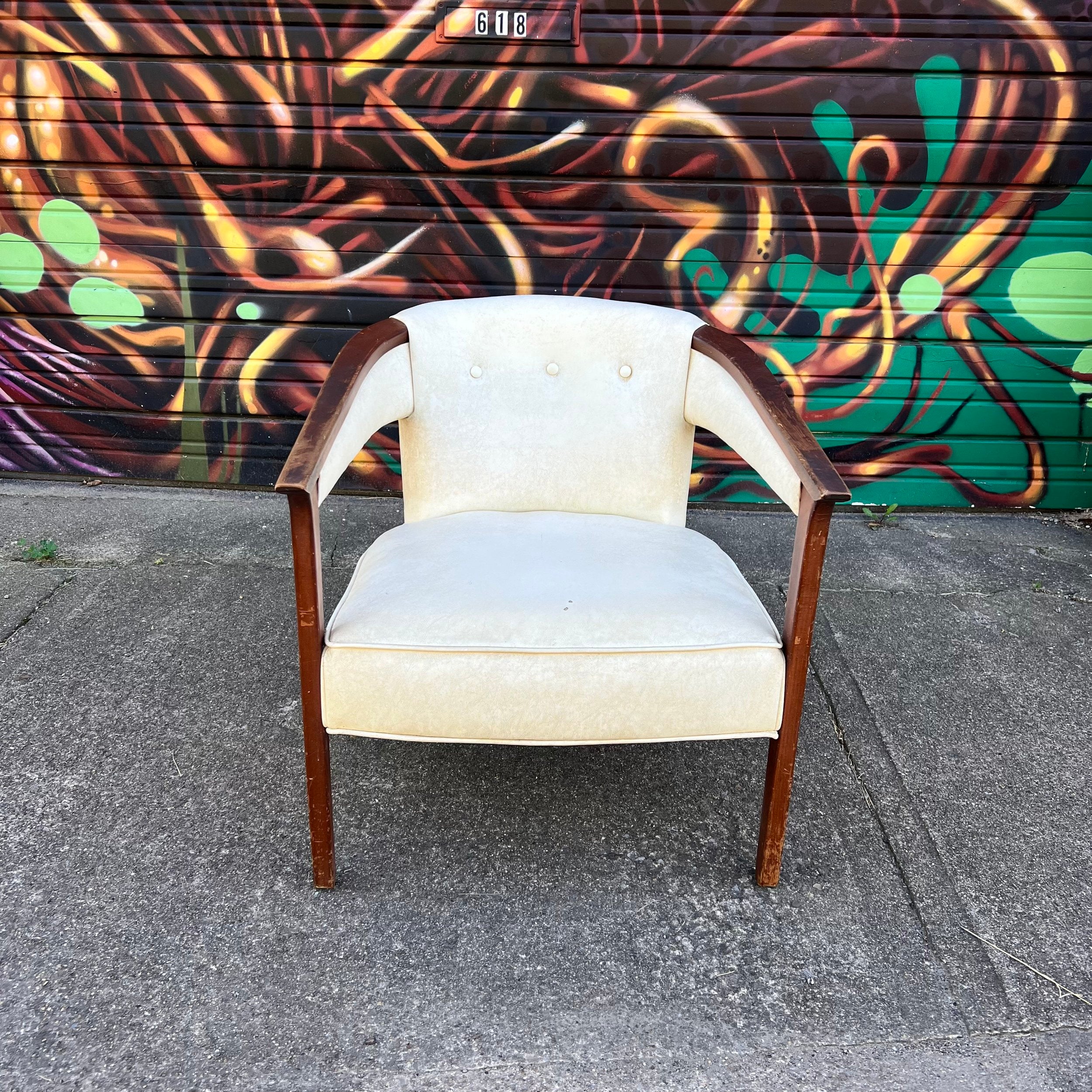 Marden Barrel-Shaped Walnut Occasional Accent Side Chair