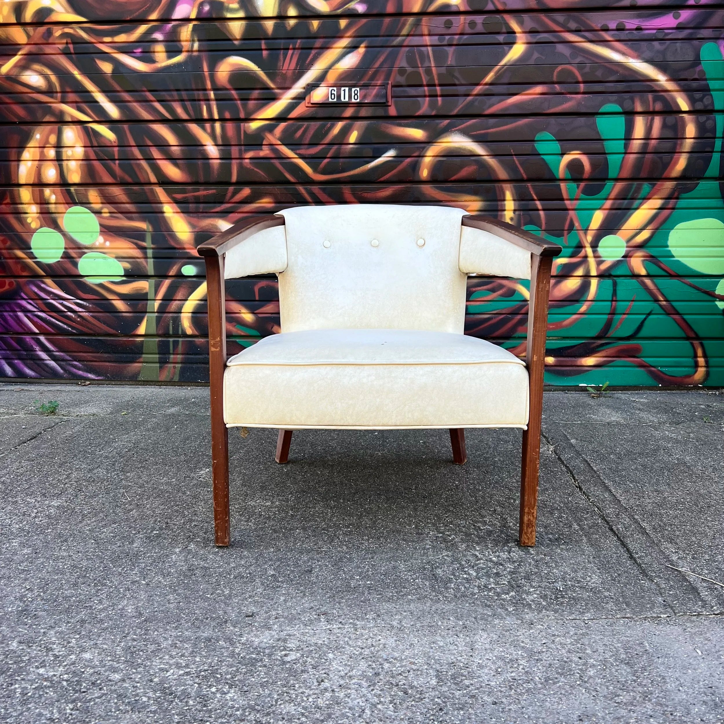Marden Barrel-Shaped Walnut Occasional Accent Side Chair