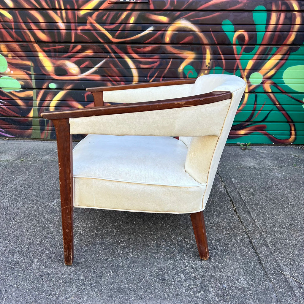 Marden Barrel-Shaped Walnut Occasional Accent Side Chair
